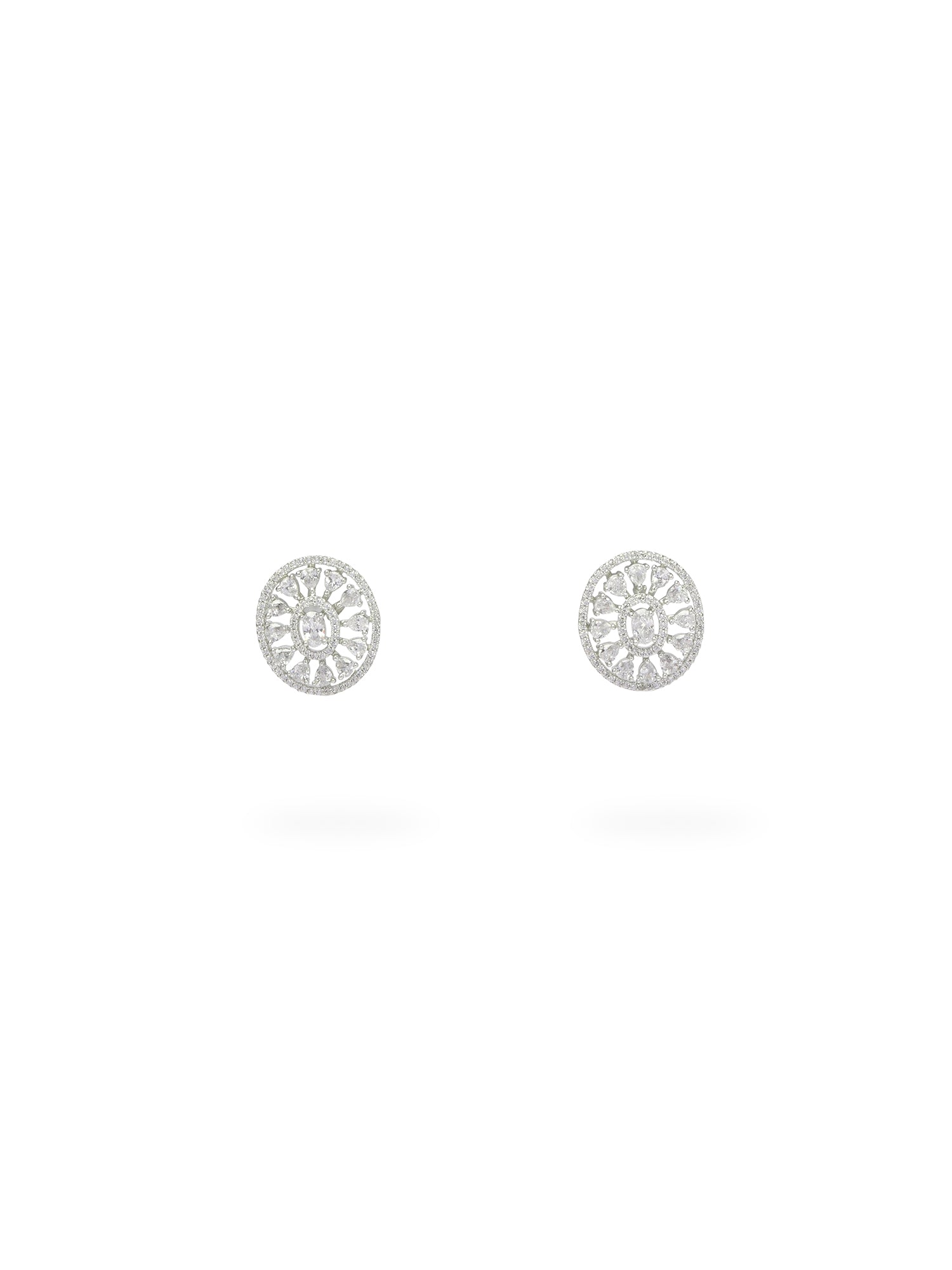 Sylvia Statement Cubic Zirconia Ear Studs in Rhodium