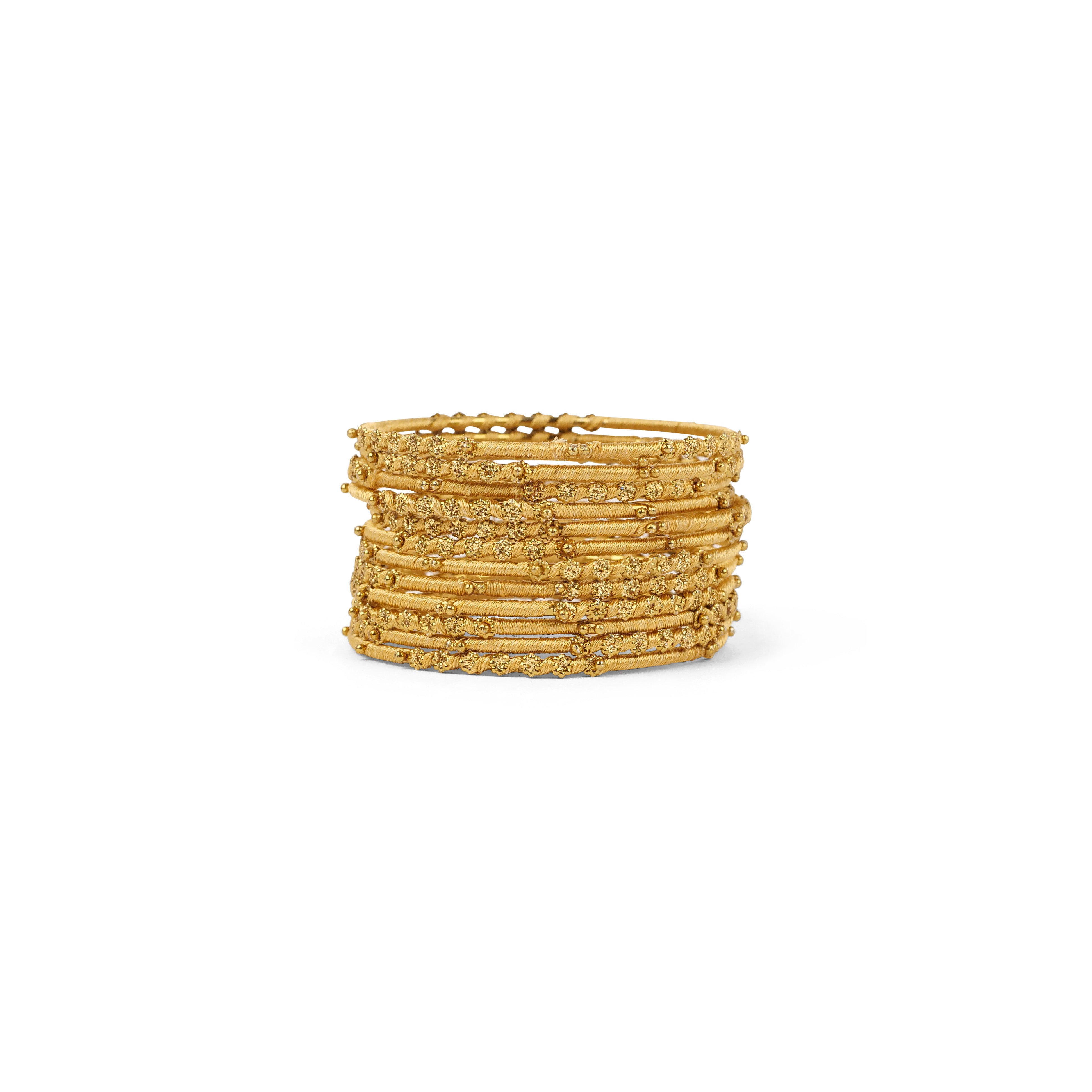 Children's Set of 12 Thread Bangles in Gold