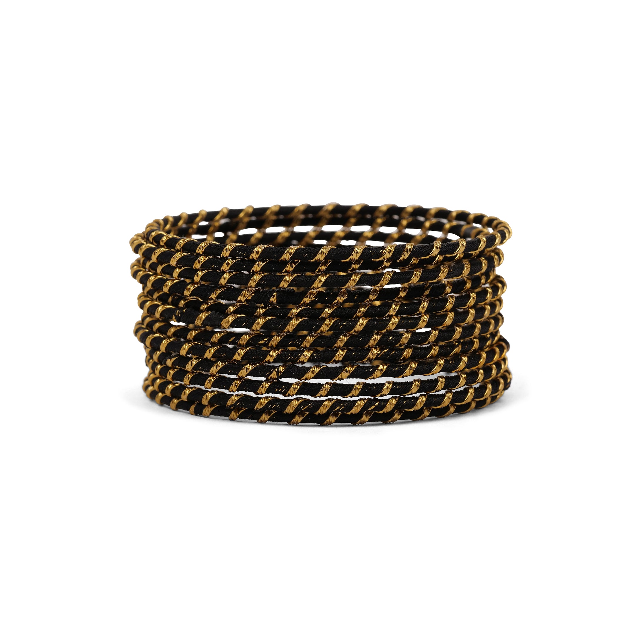 Black Striped Thread Bangles