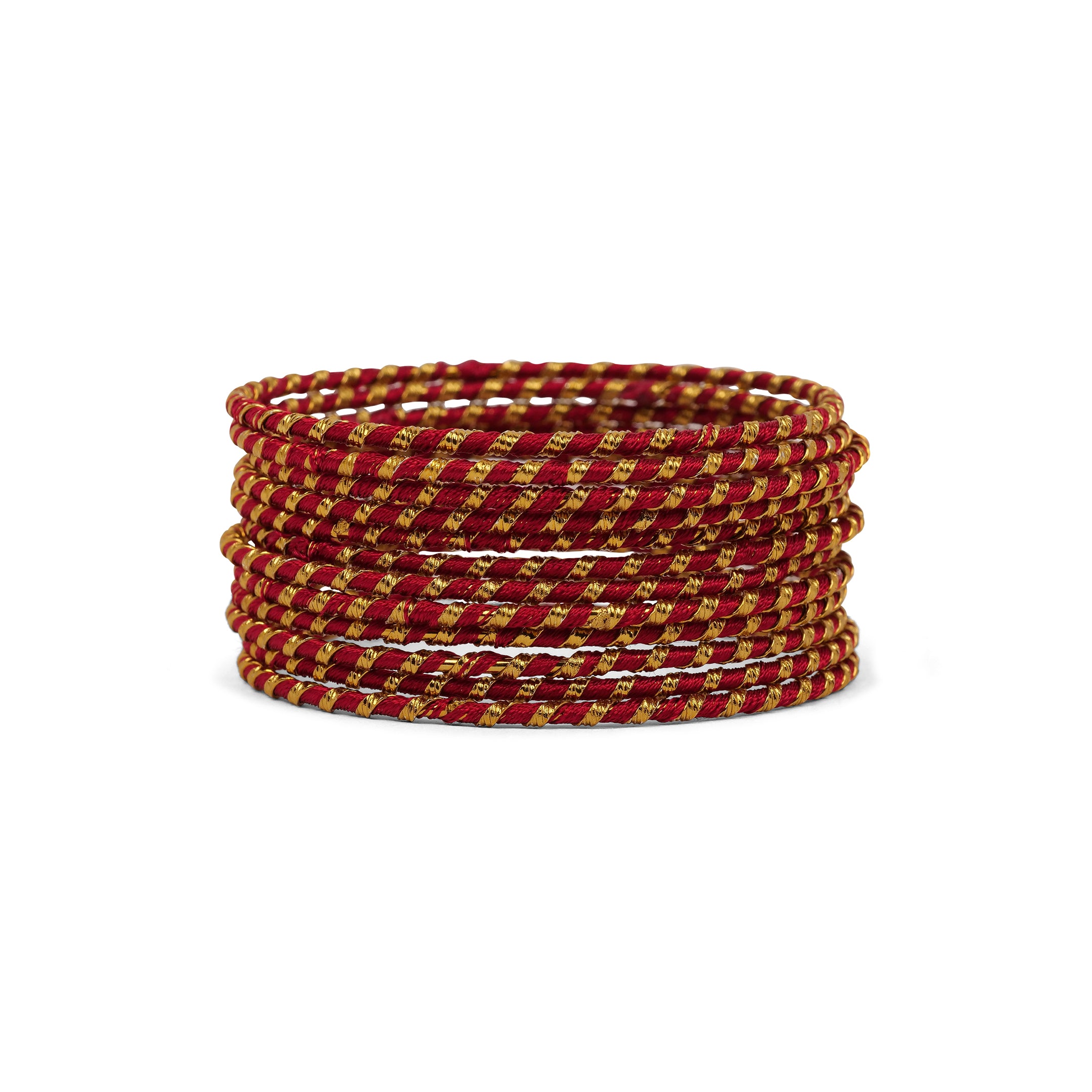 Maroon Striped Thread Bangles