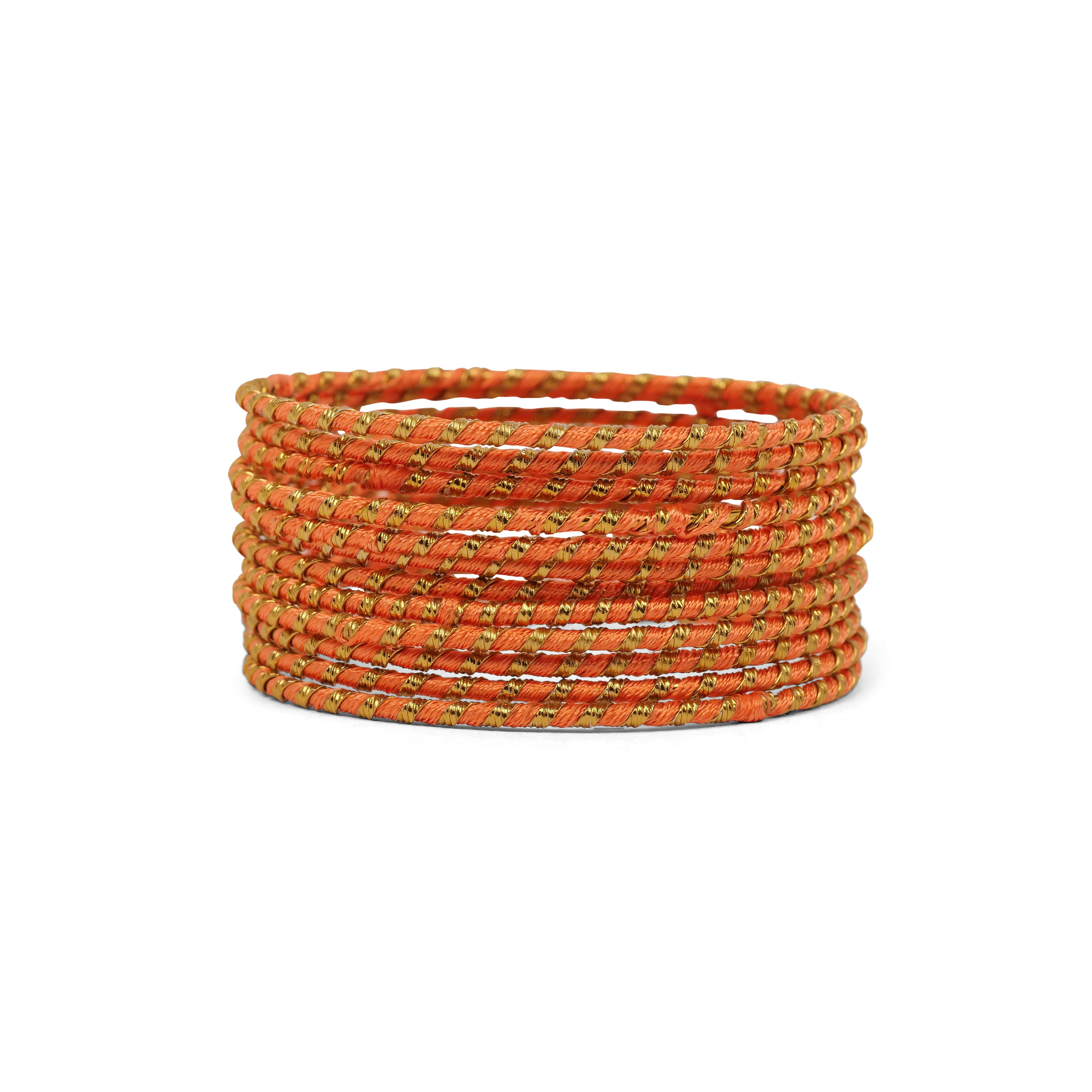 Peach Striped Thread Bangles