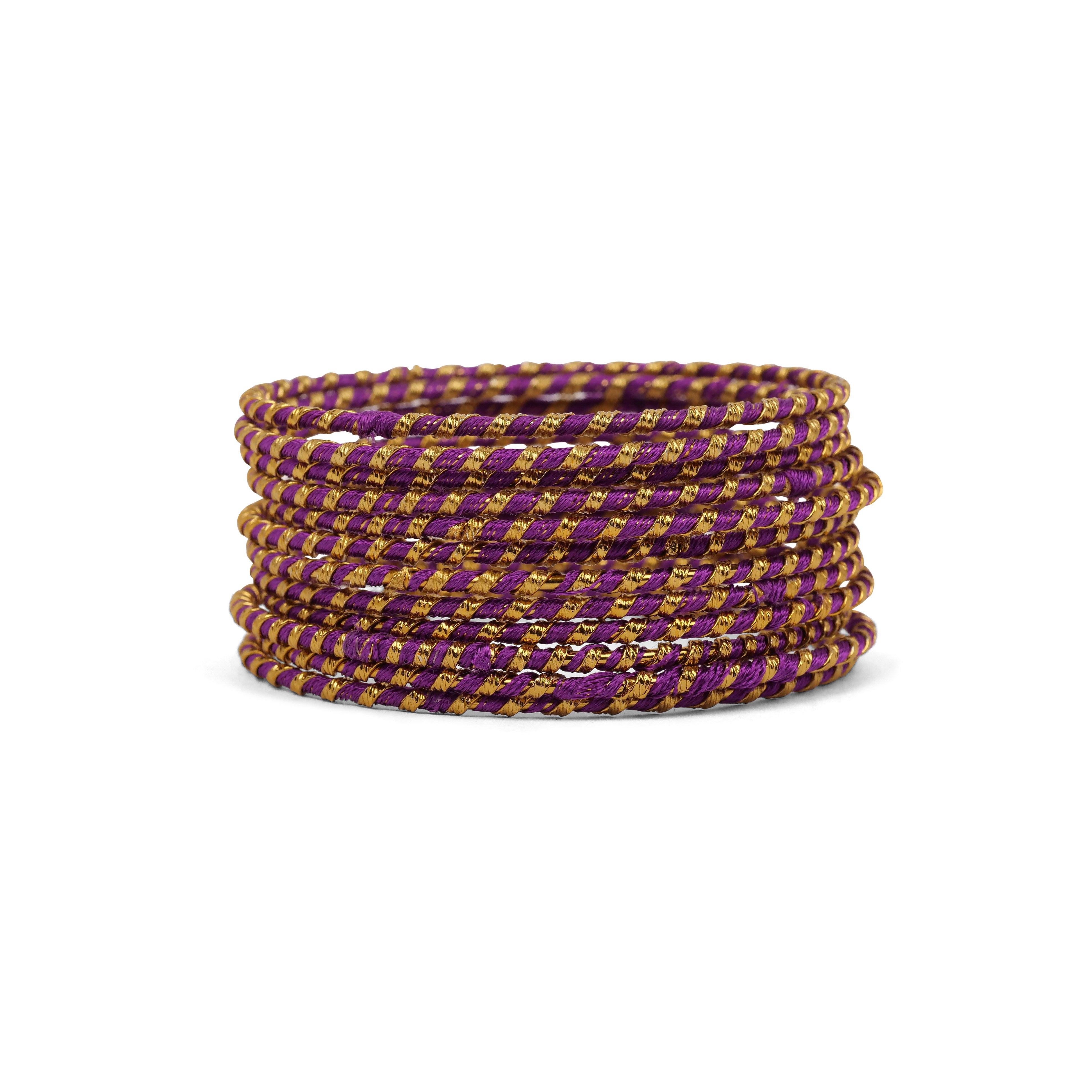 Purple Striped Thread Bangles