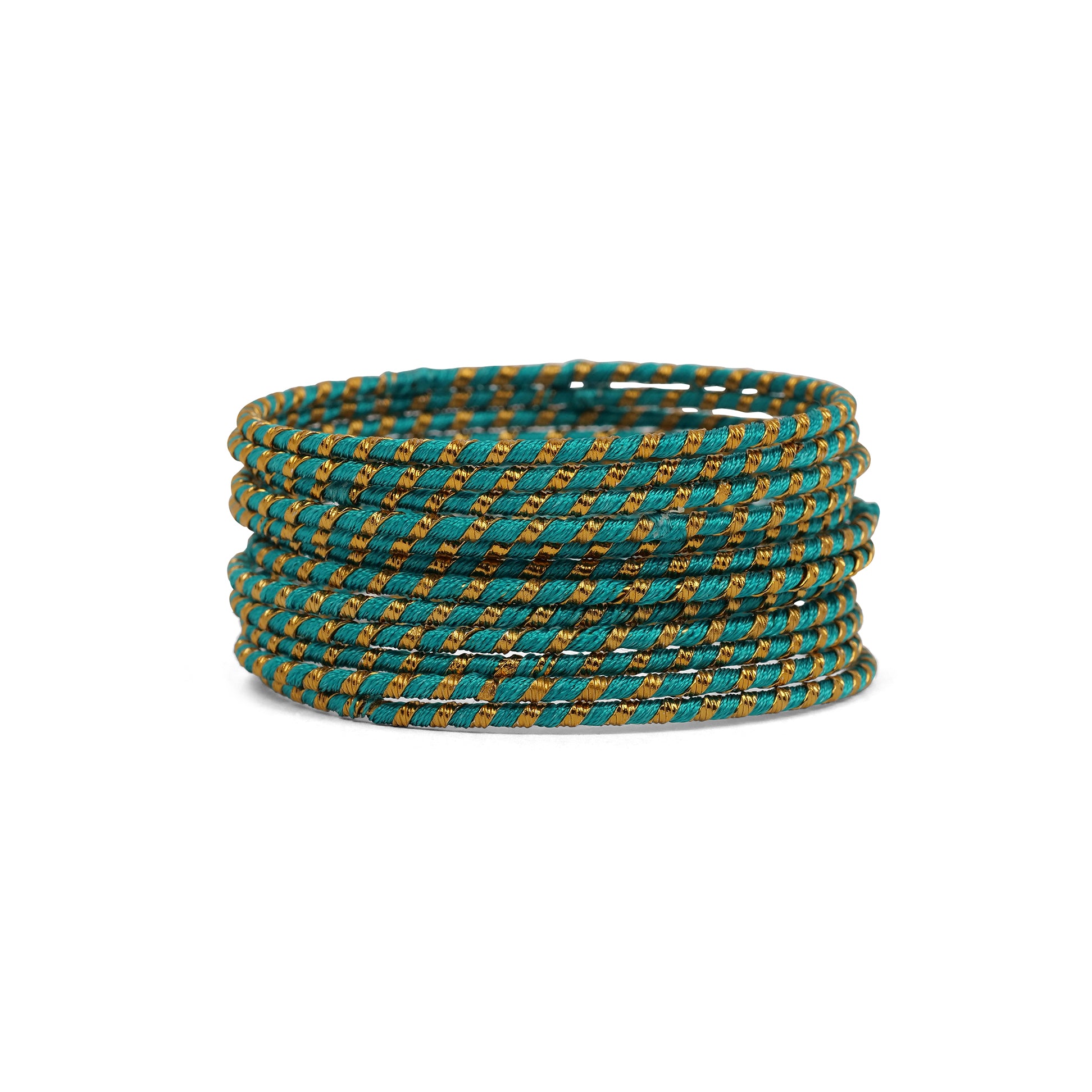 Sky Blue Striped Thread Bangles