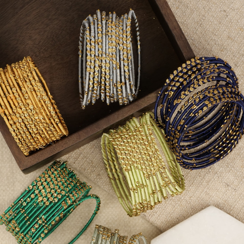 Orange Floral Thread Bangles