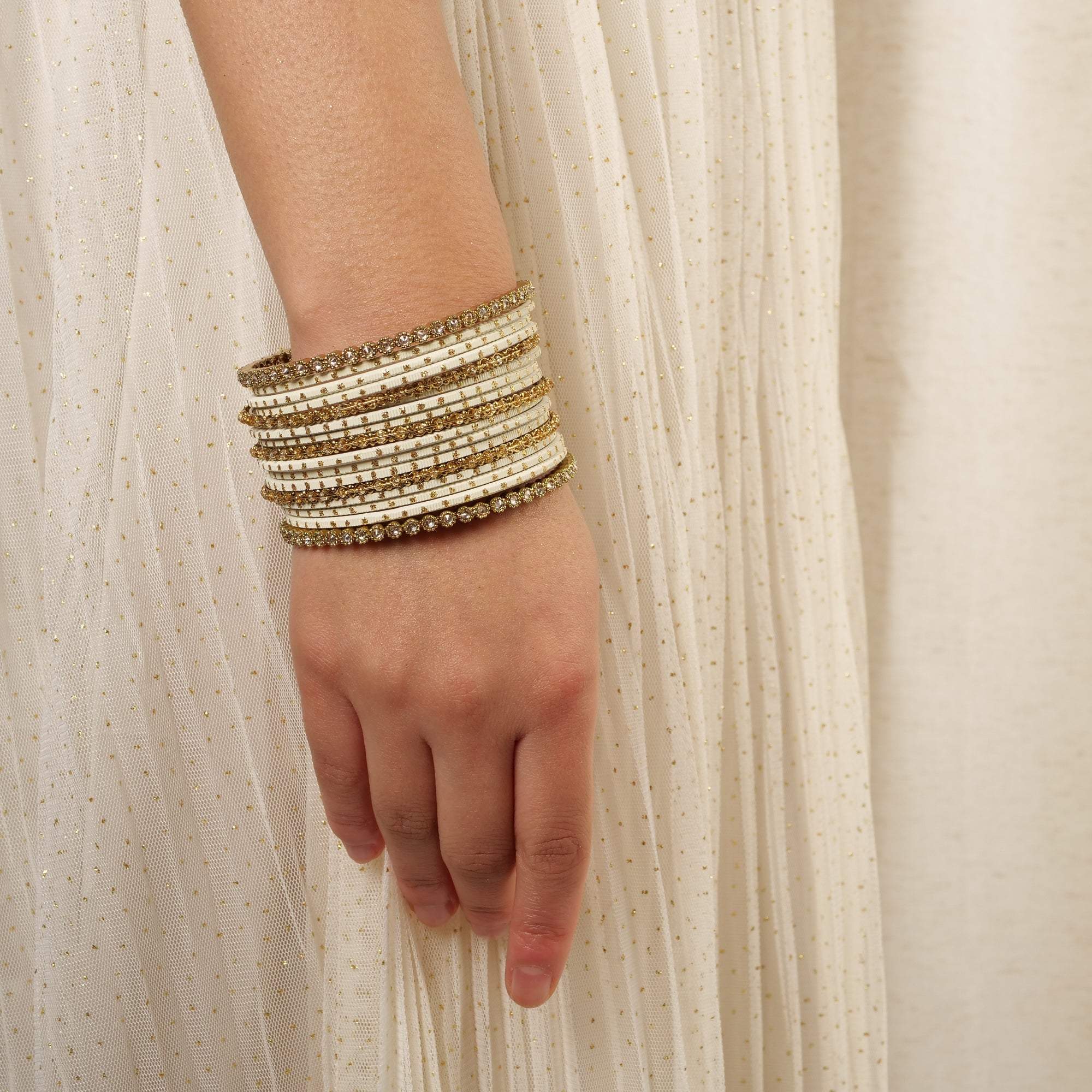 Timeless Antique and White Bangle Set