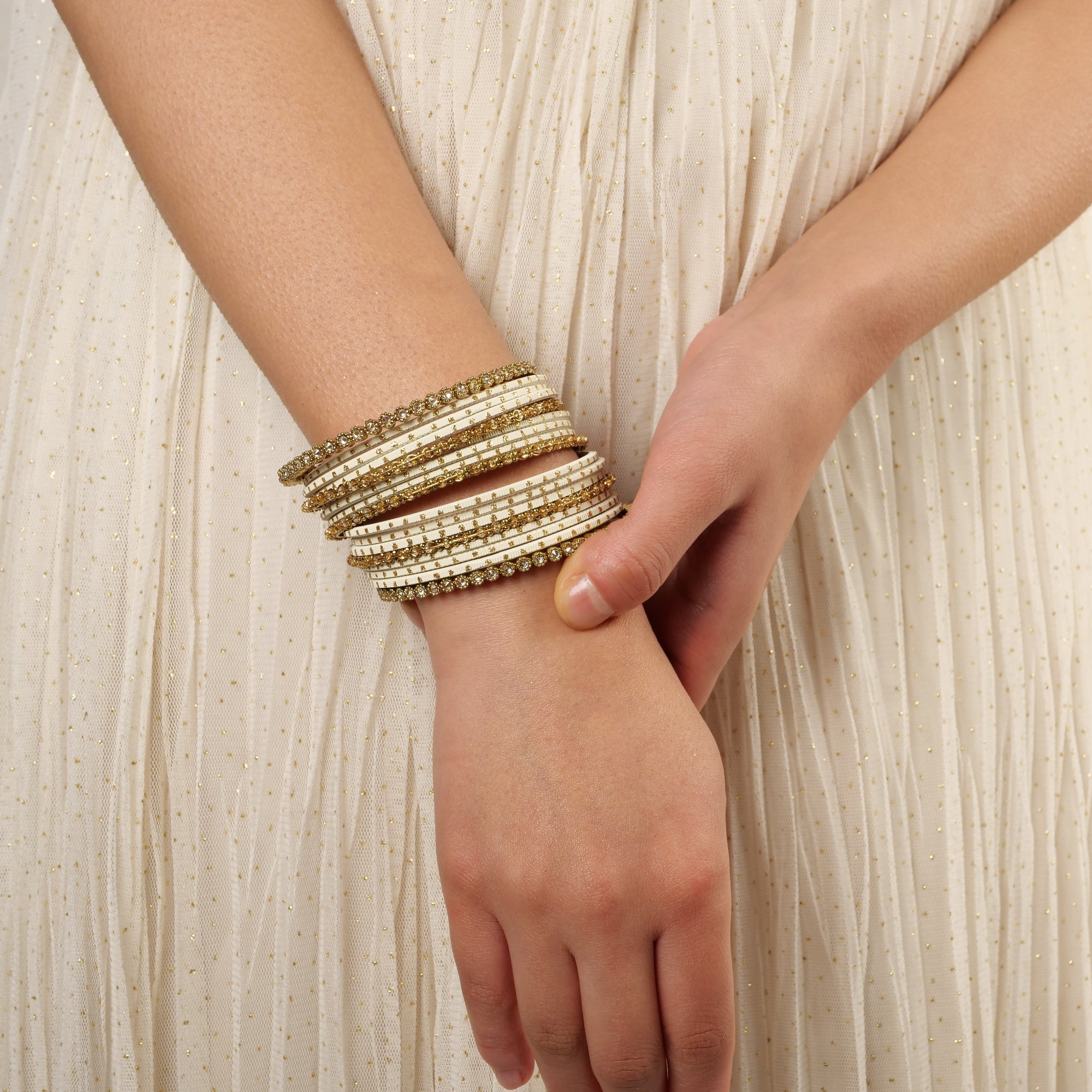 Timeless Antique and White Bangle Set