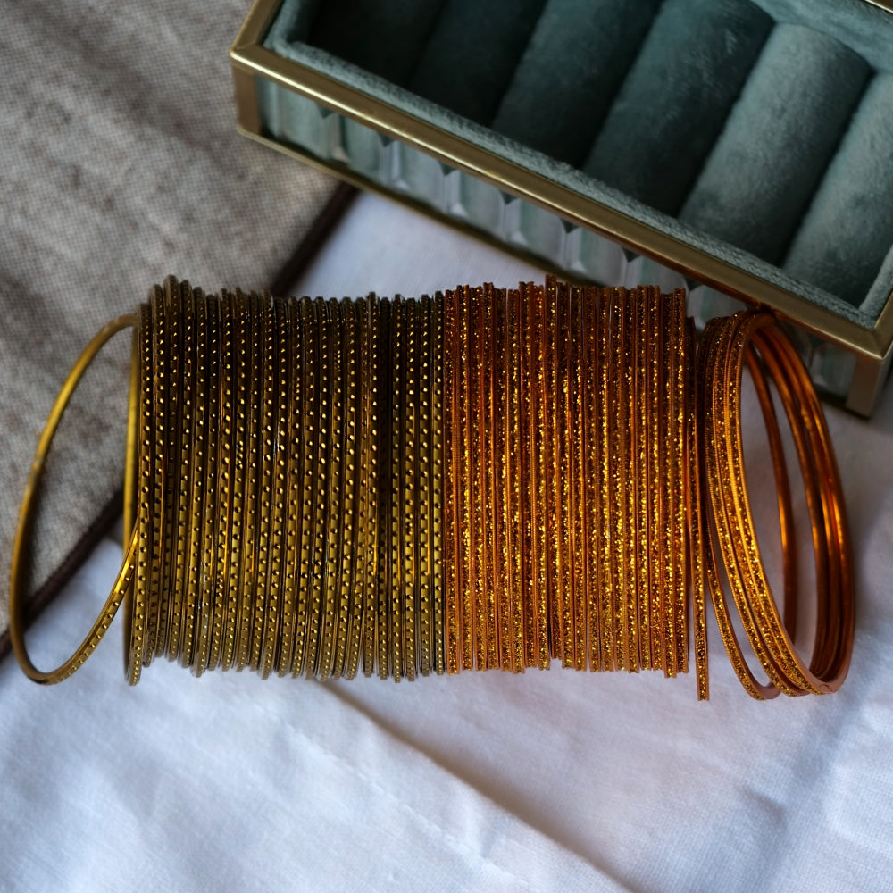 Dot Embossed Dark Mustard Bangles