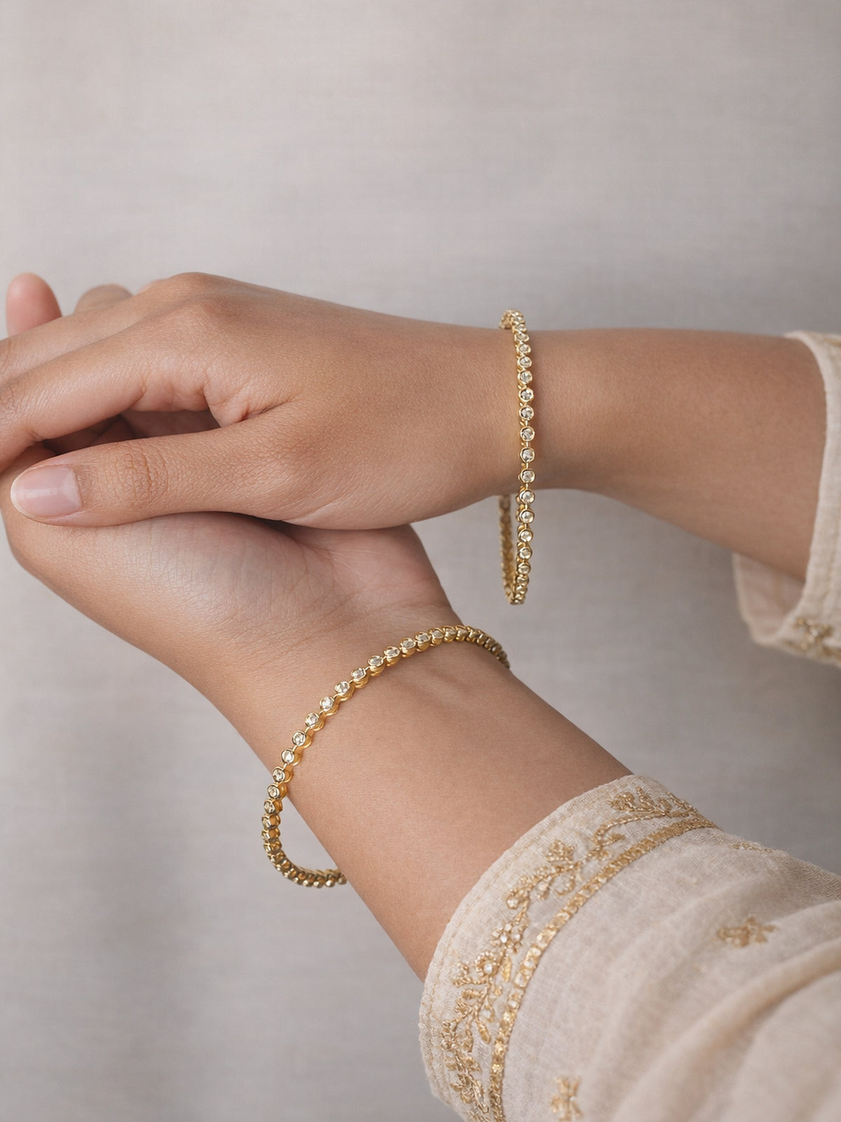 Talia Cubic Zirconia Bangles in Gold