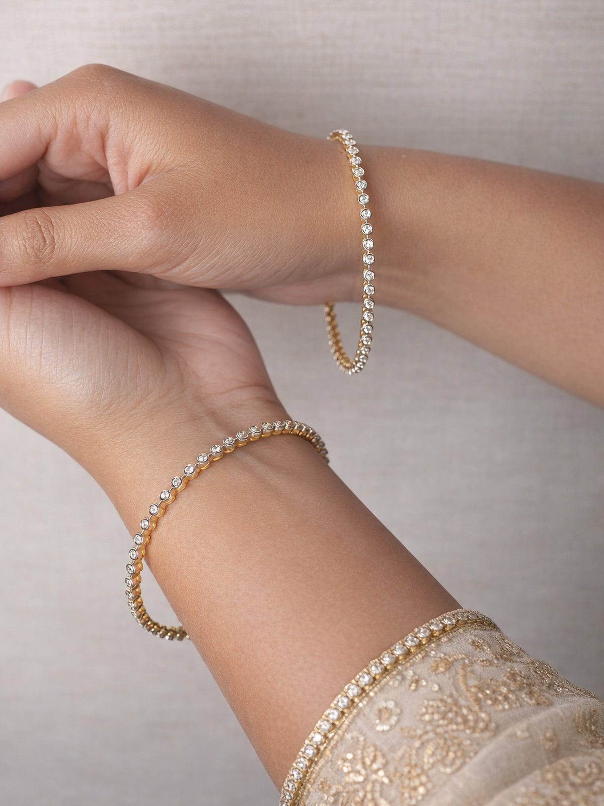 Talia Cubic Zirconia Bangles in Gold and Rhodium