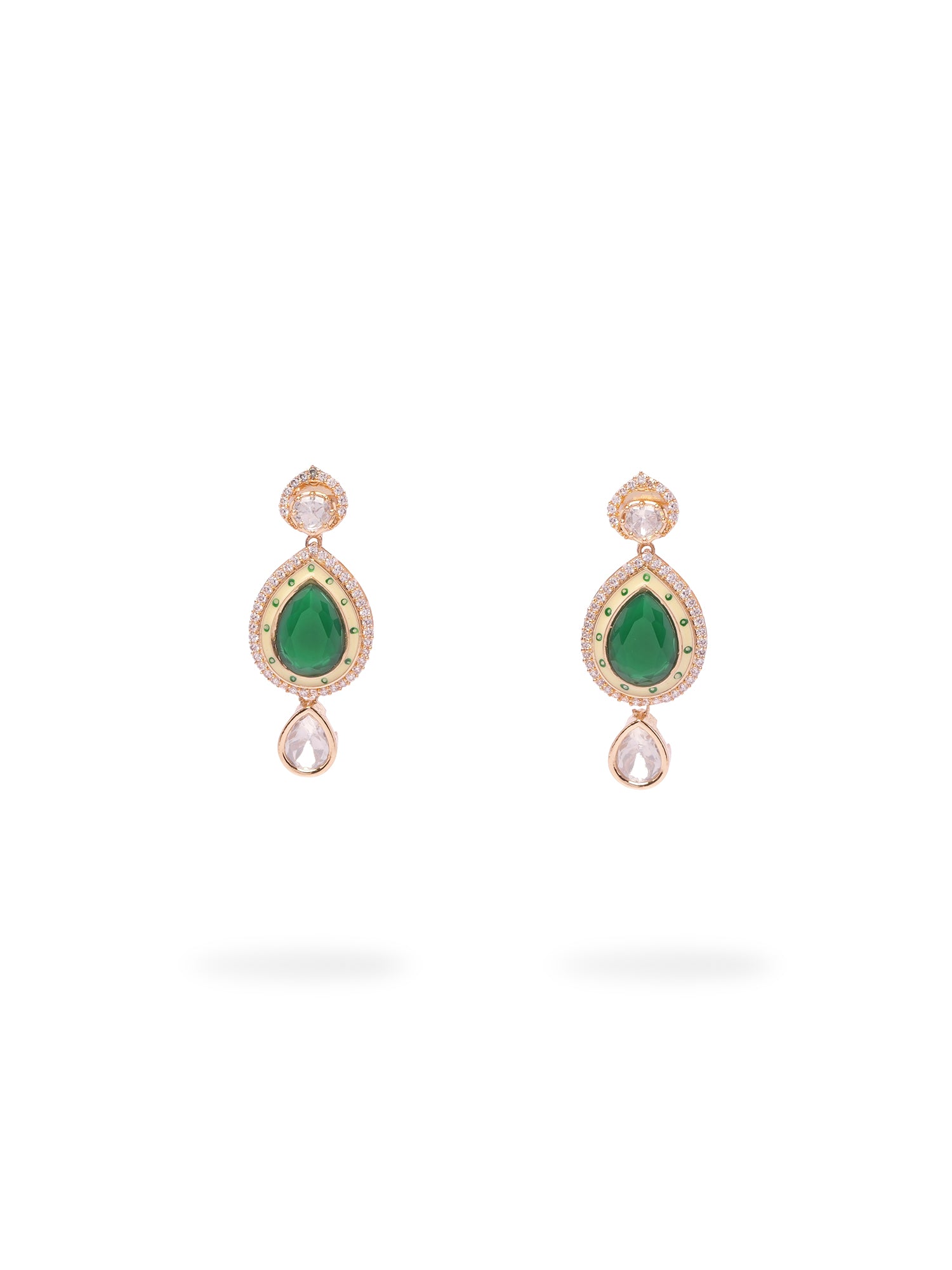 Tamana Kundan Necklace Set in Green