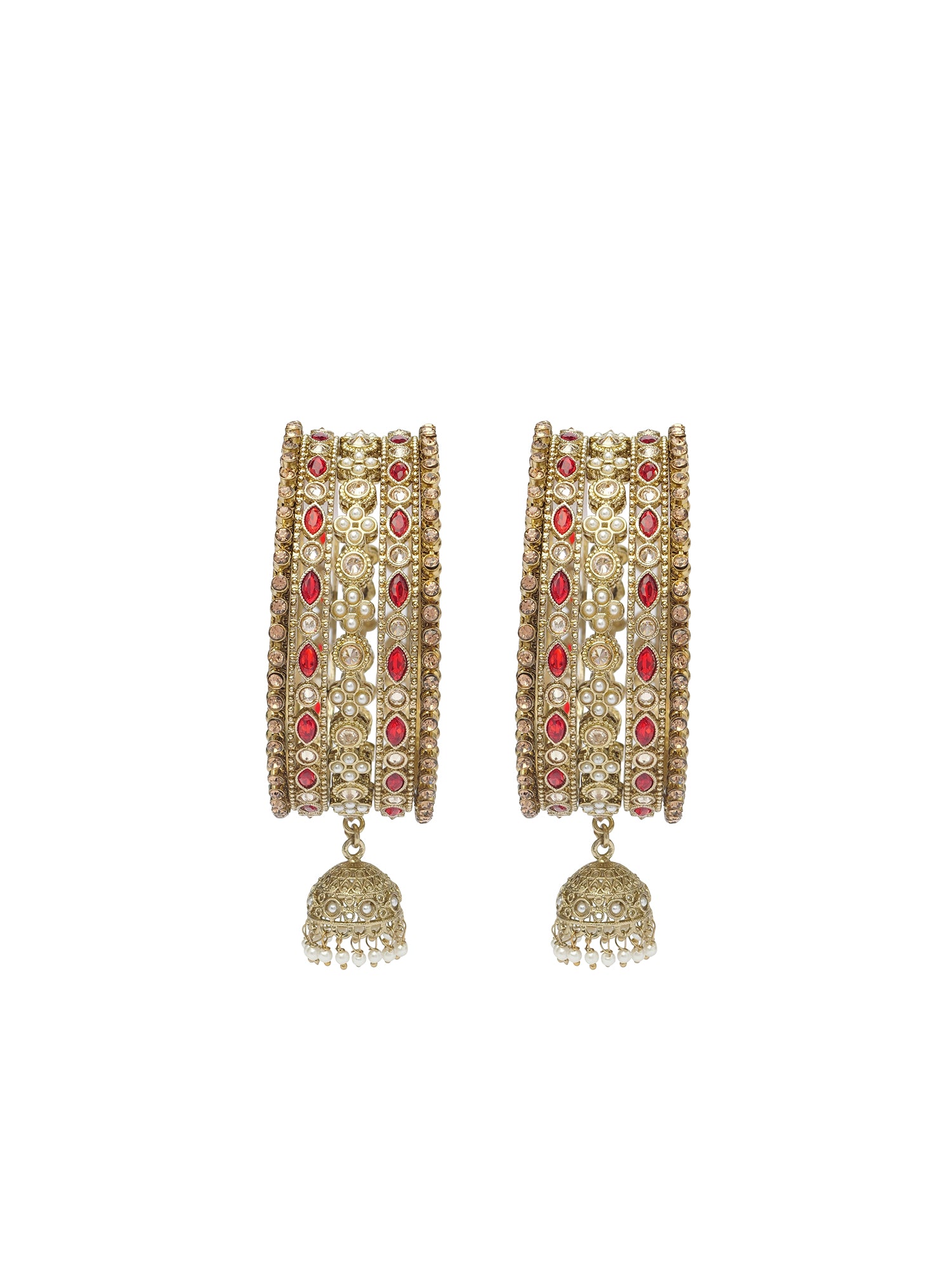 Tanira Jhumka Bangle Set in Maroon