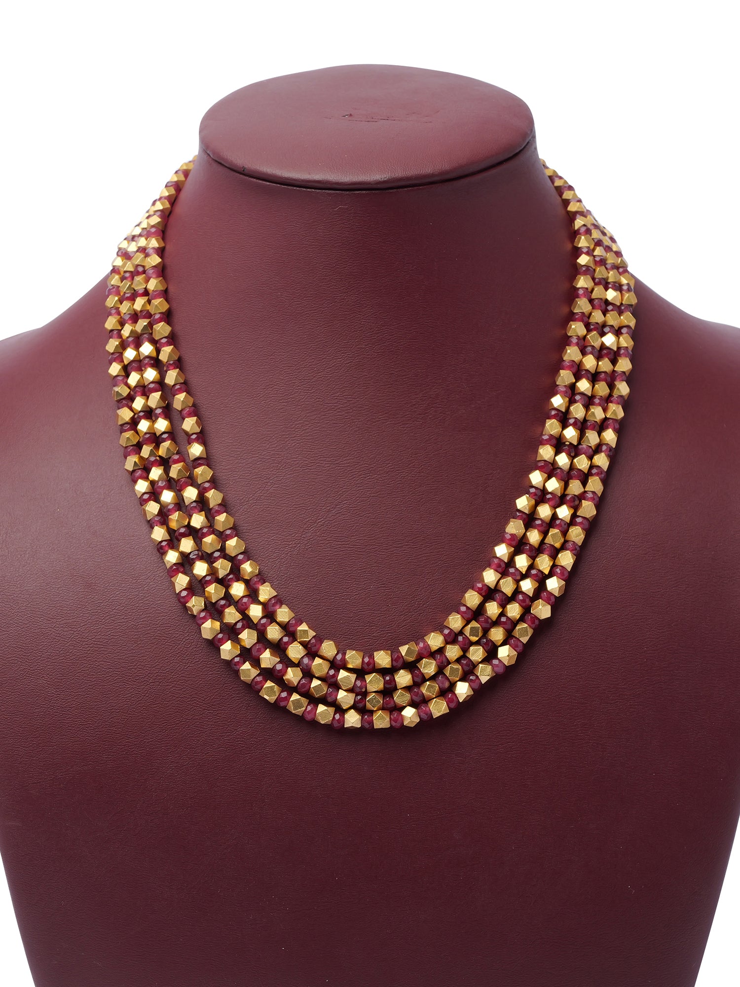 Tanushree Layered Maroon and Gold Bead Chain