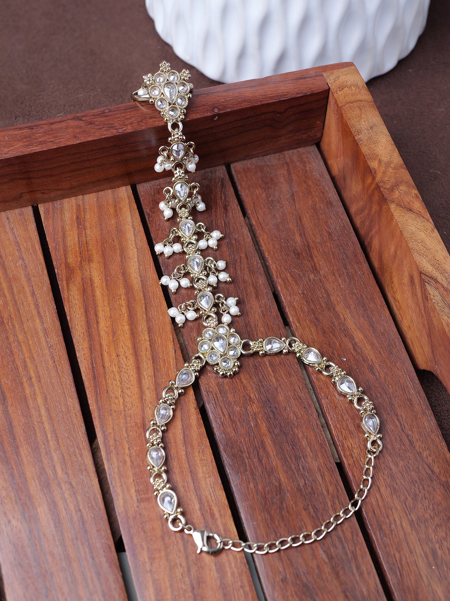Tanvi Hand Chain in White