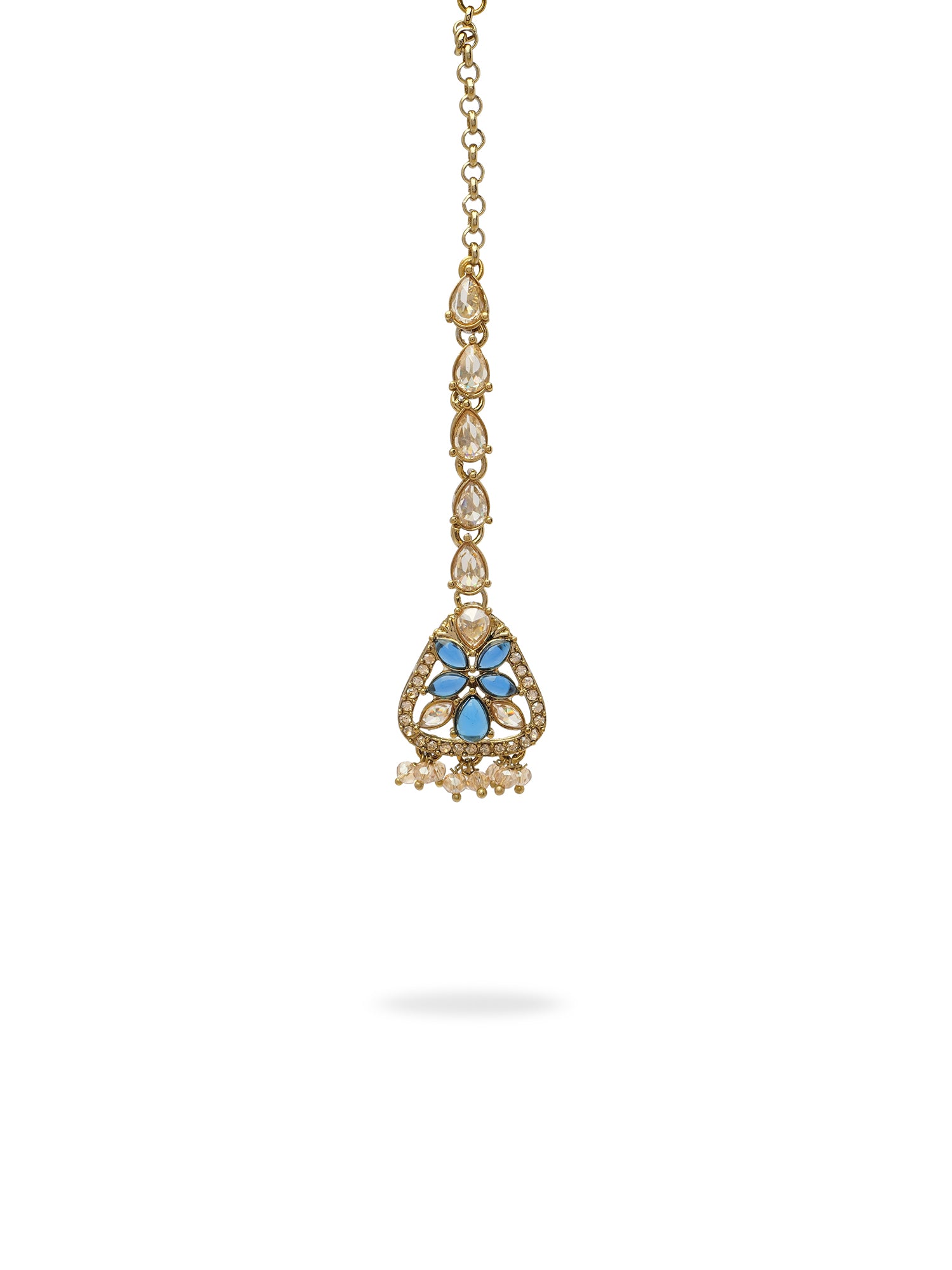 Tanvi Necklace Set in Blue and Antique Gold