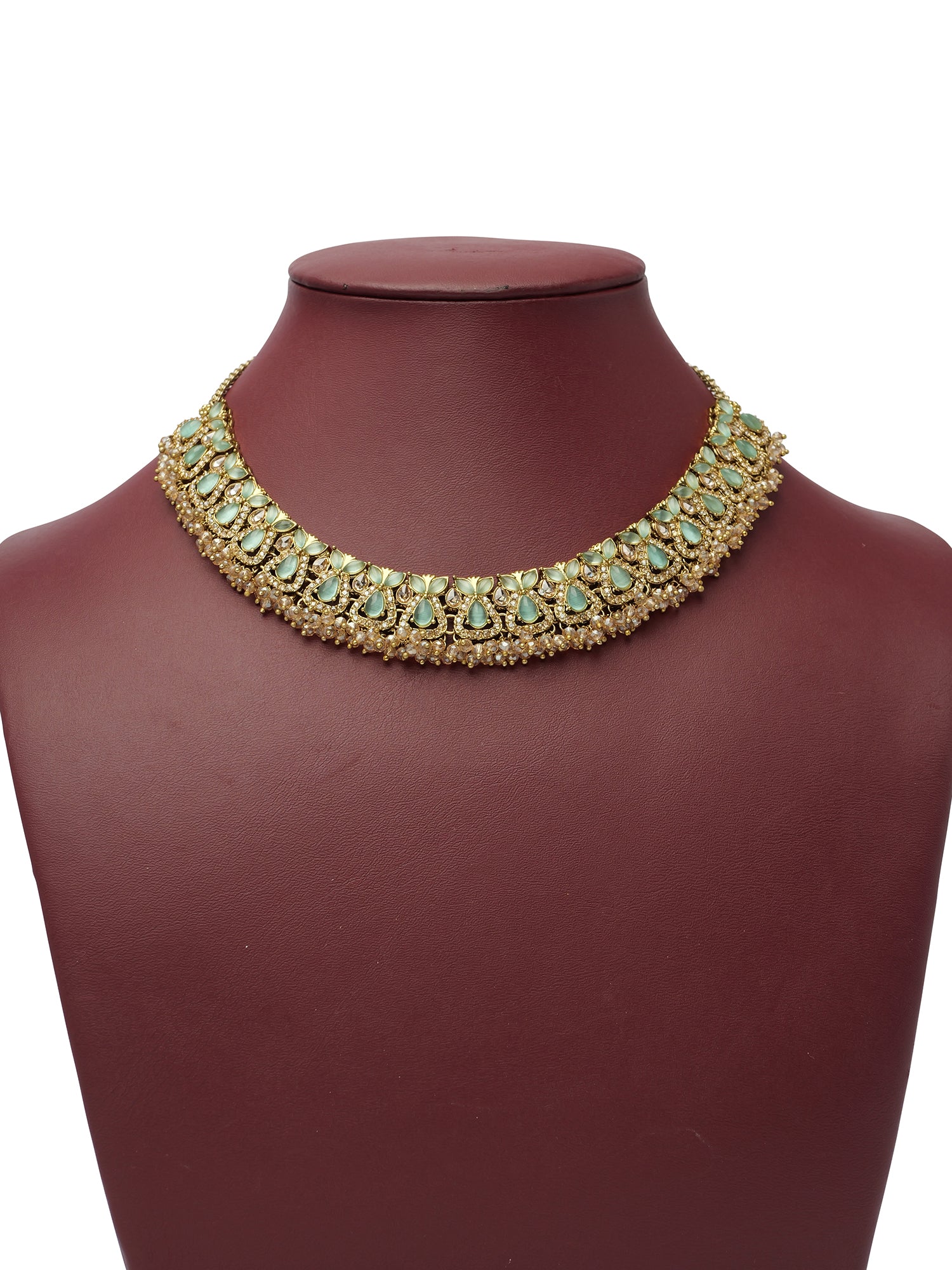 Tanvi Necklace Set in Mint and Antique Gold