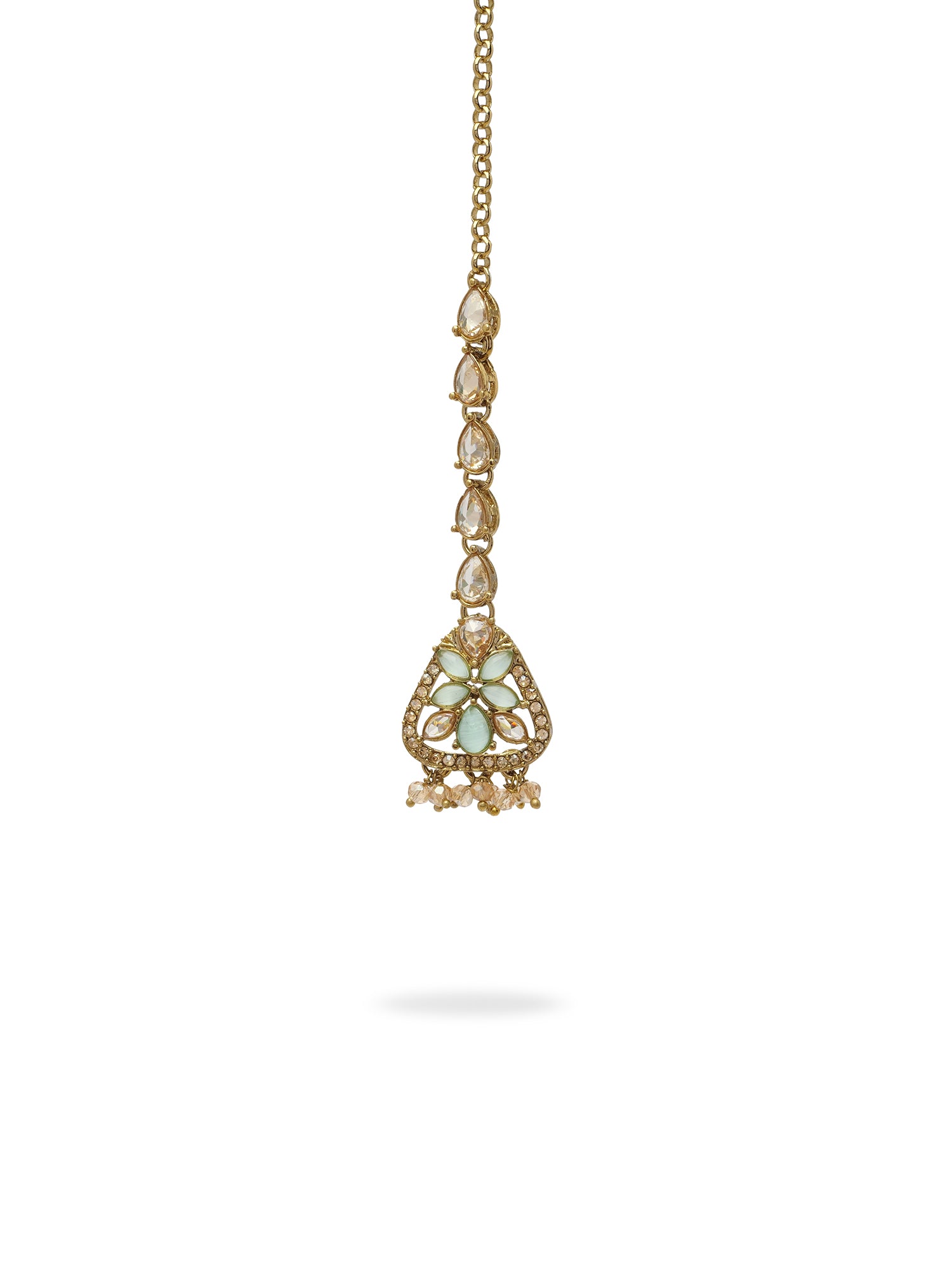 Tanvi Necklace Set in Mint and Antique Gold