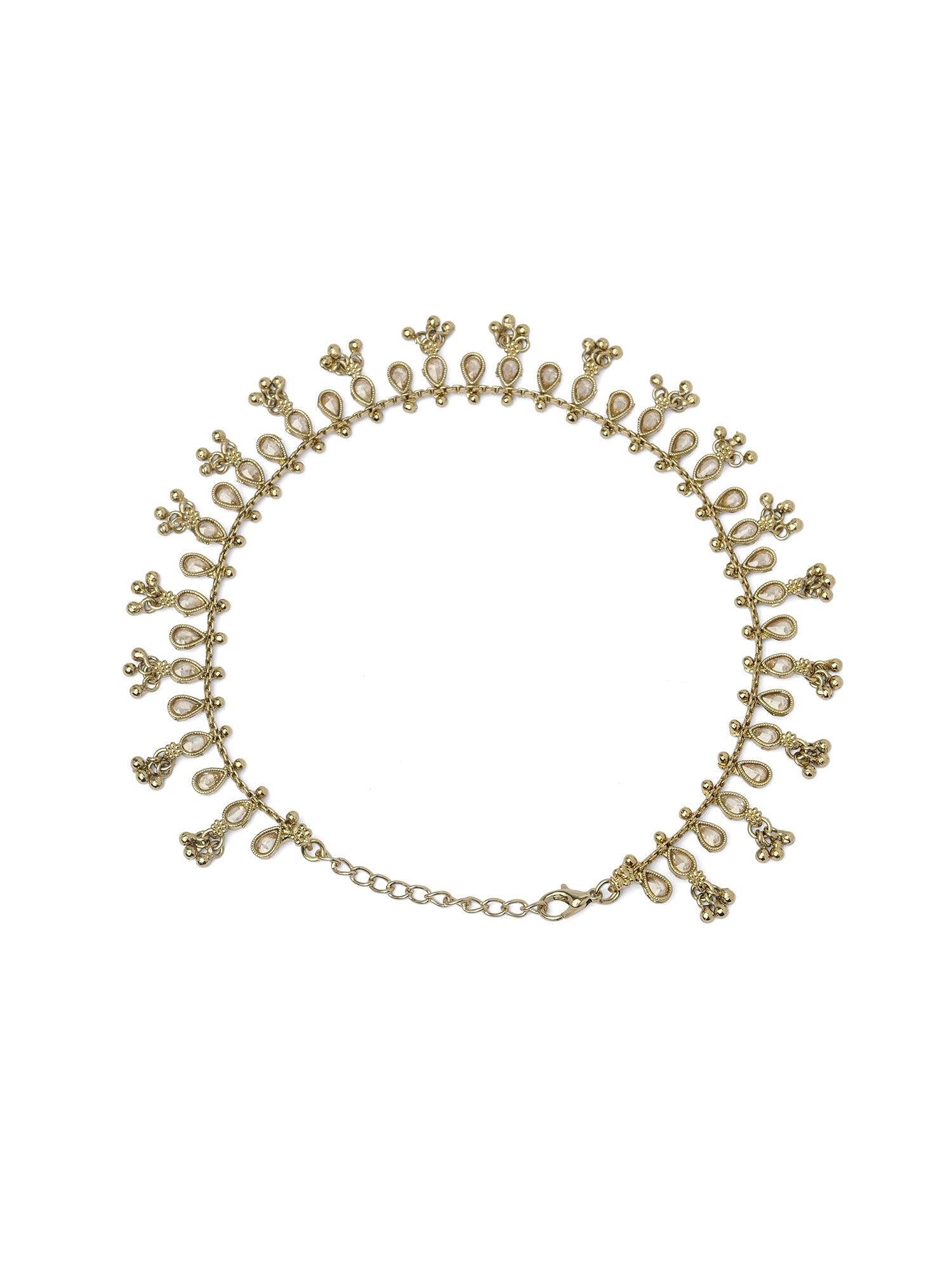 Tanya Pear Drop Anklet in Antique Gold