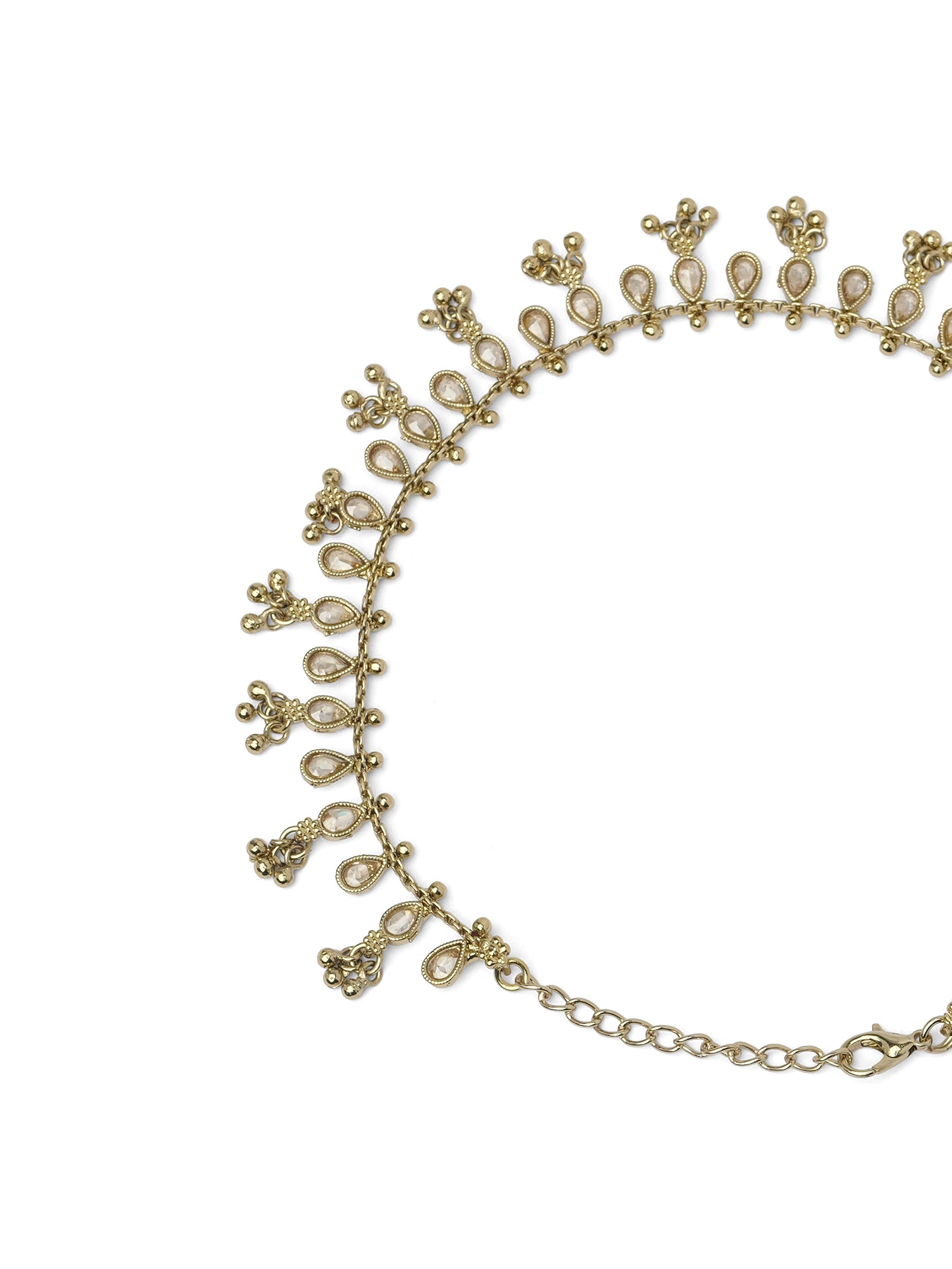 Tanya Pear Drop Anklet in Antique Gold