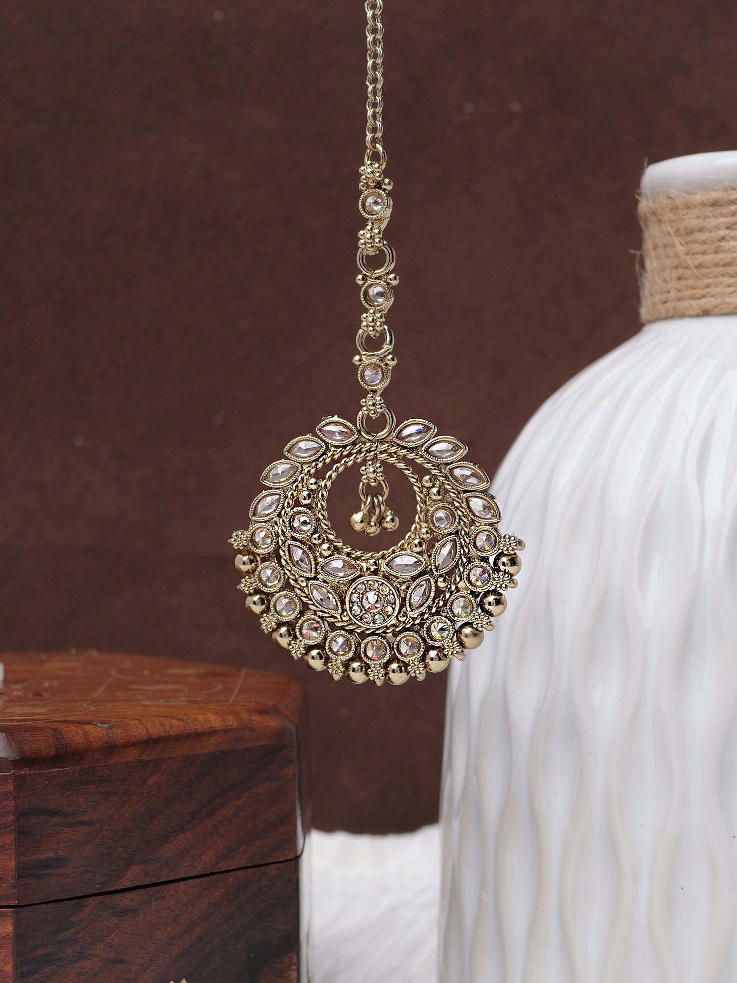 Tara Maang Tikka in Antique Gold