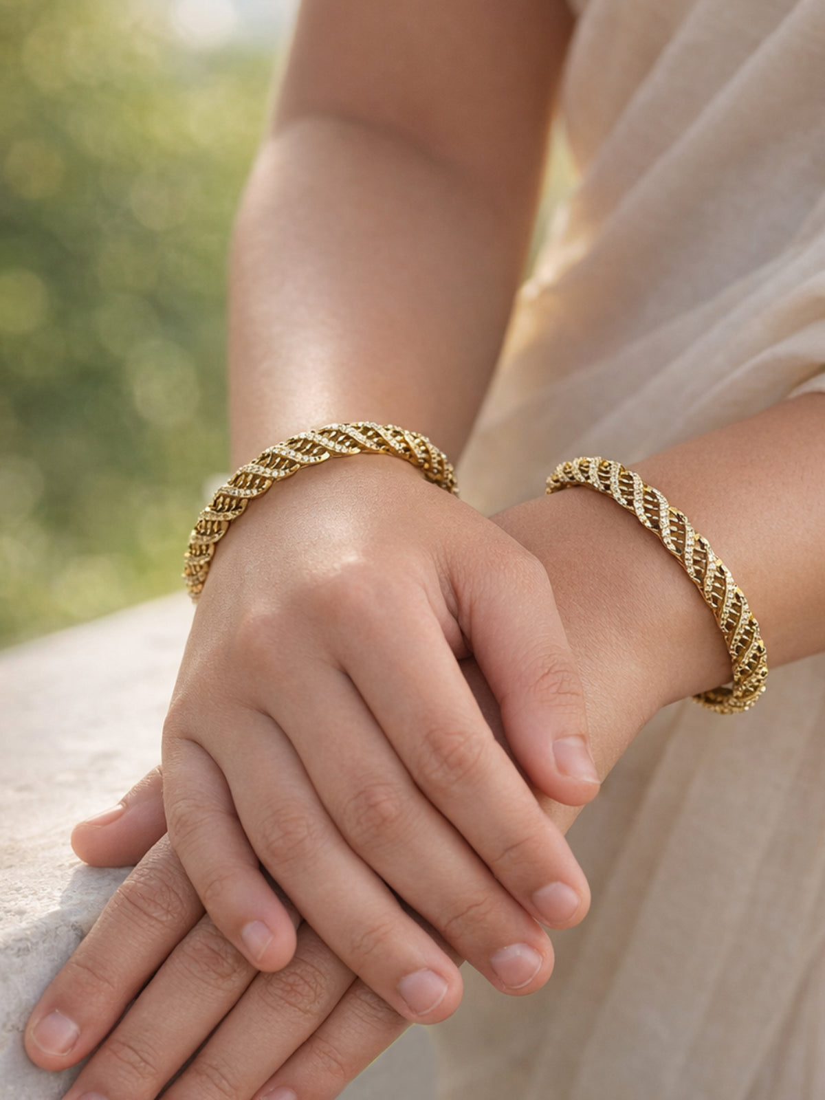 Tara Cubic Zirconia Bangles in White