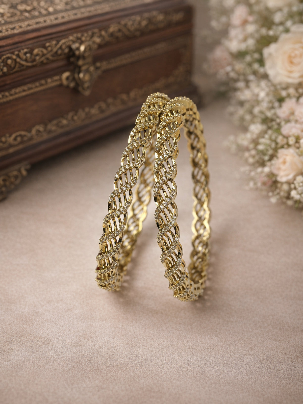 Tara Cubic Zirconia Bangles in White