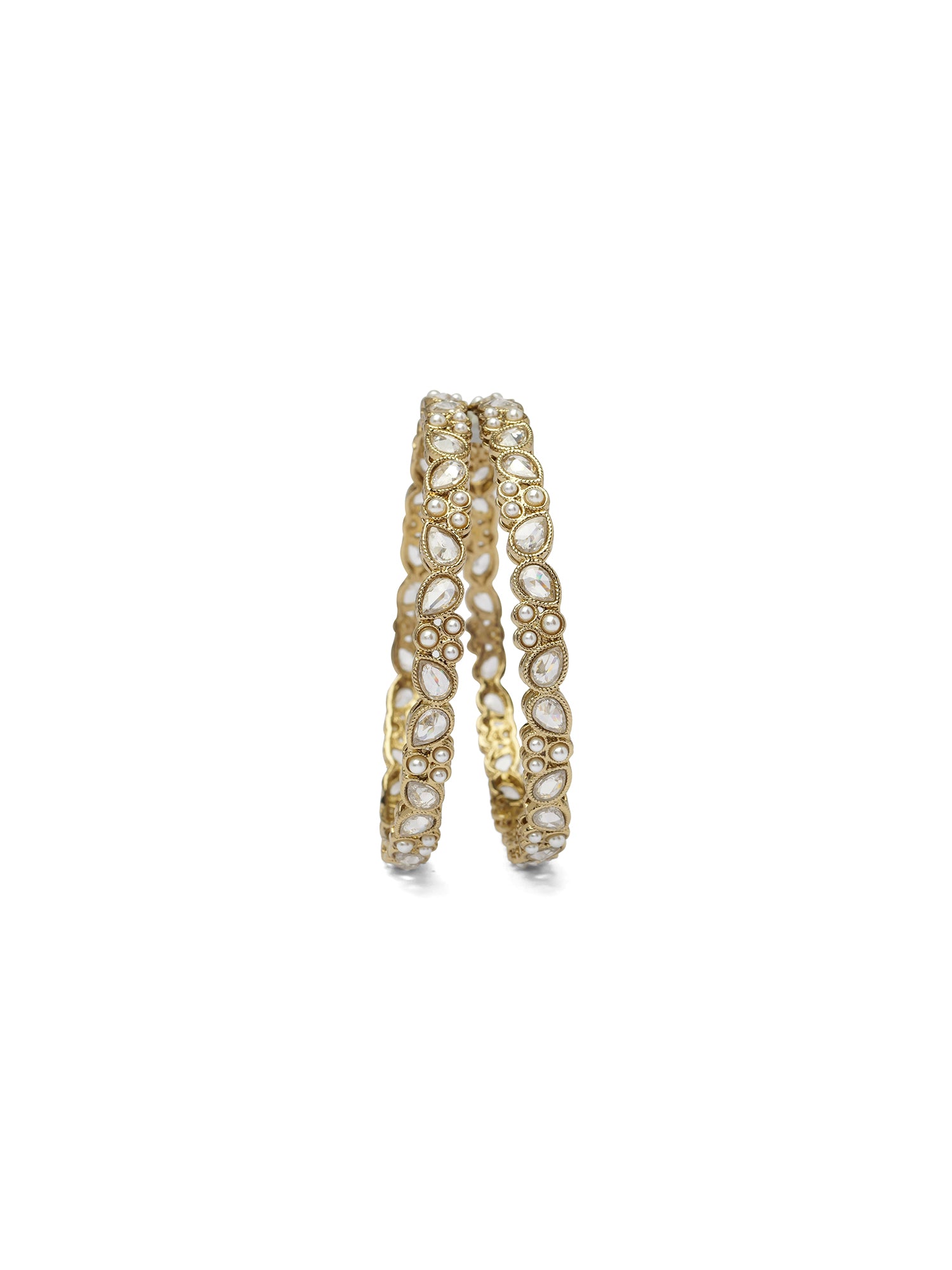 Tarangi Kada Pearl Bangles in White