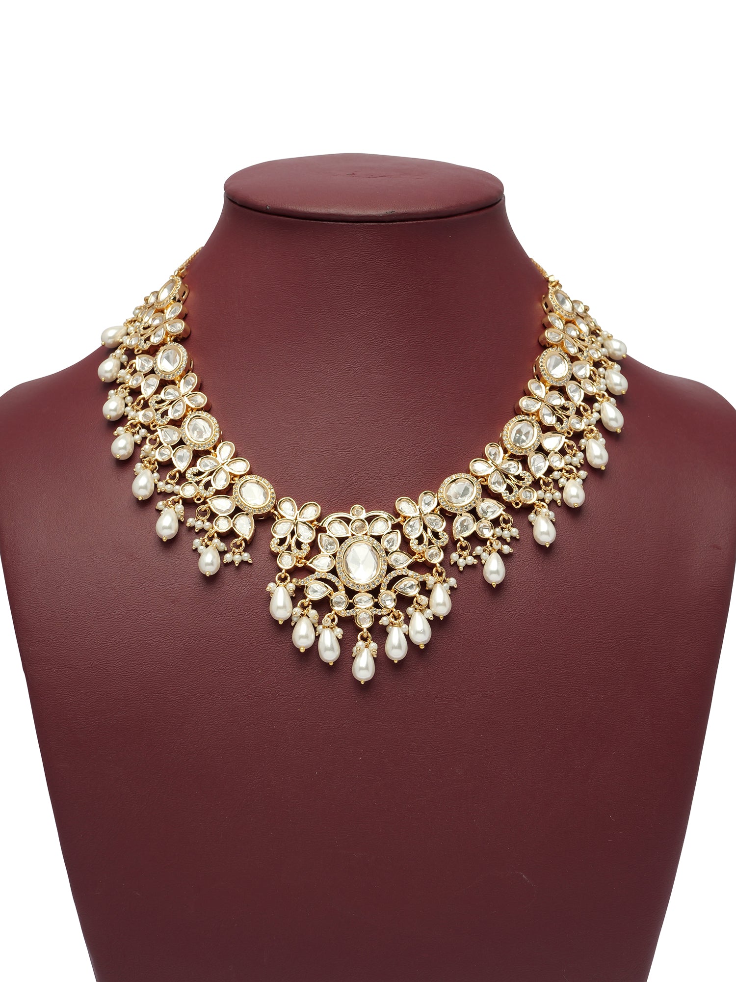 Tarani Kundan Necklace Set in White