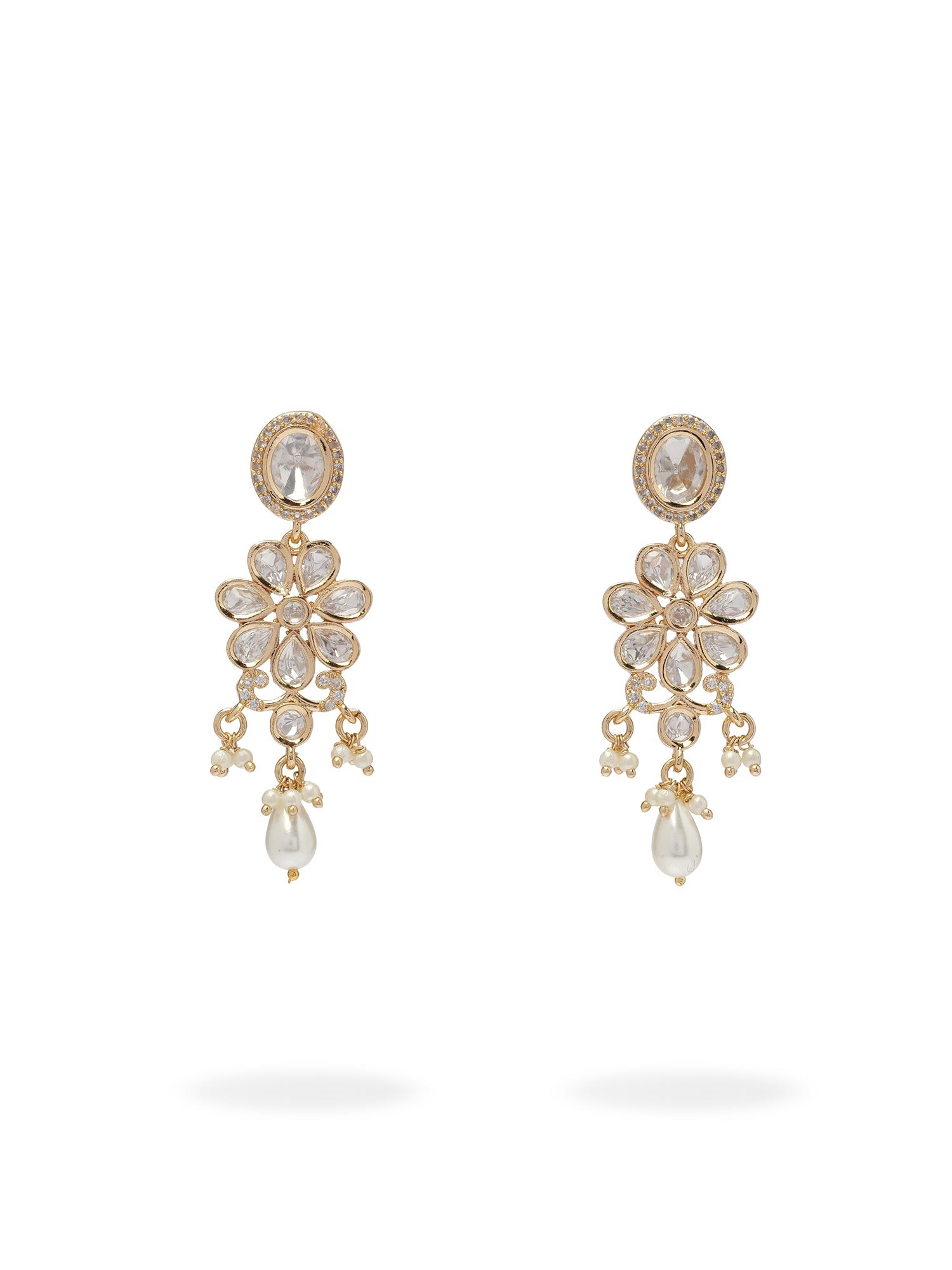 Tarani Kundan Necklace Set in White