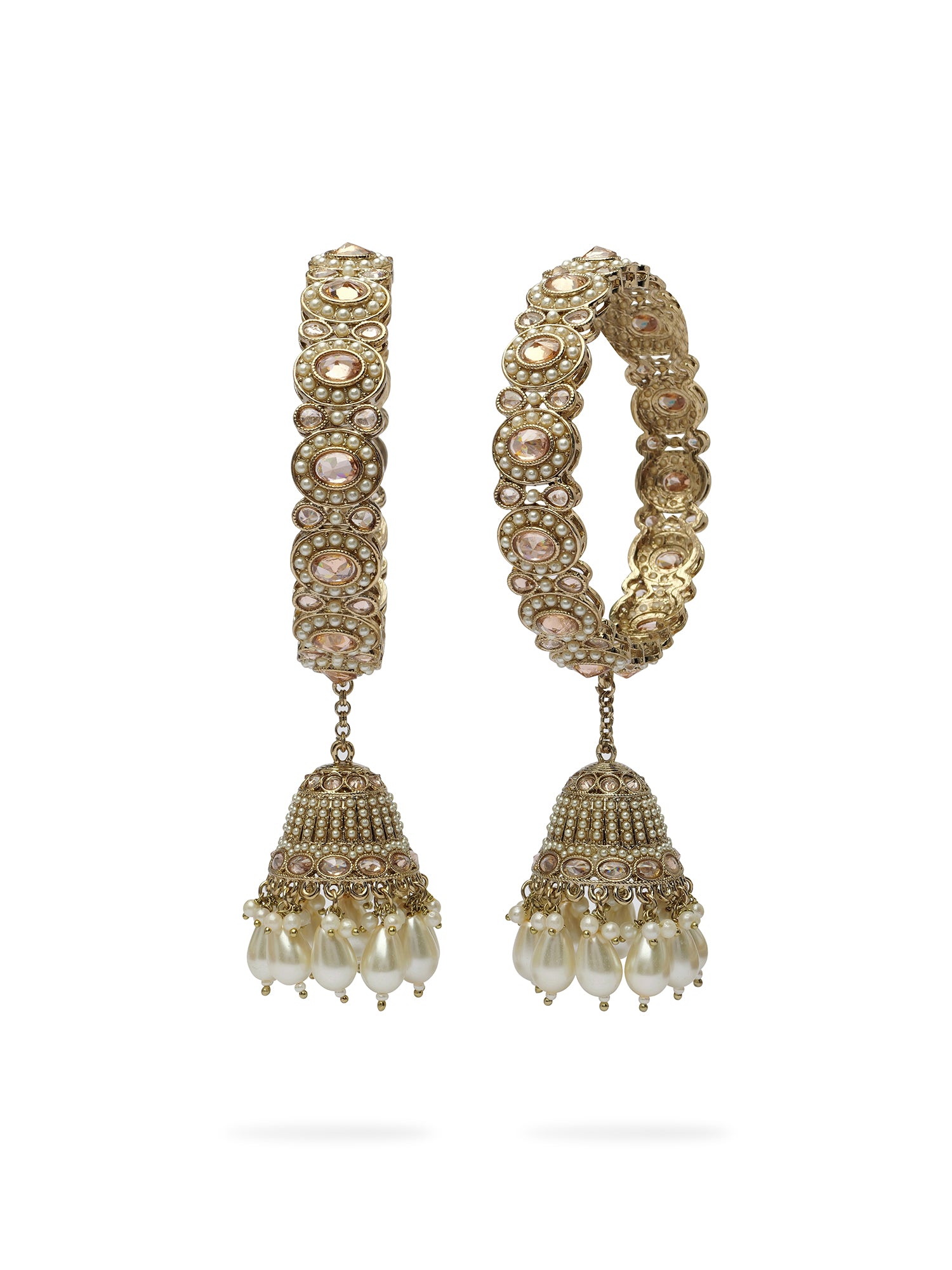 Tejasvi Jhumka Bangles in Champagne and Pearl