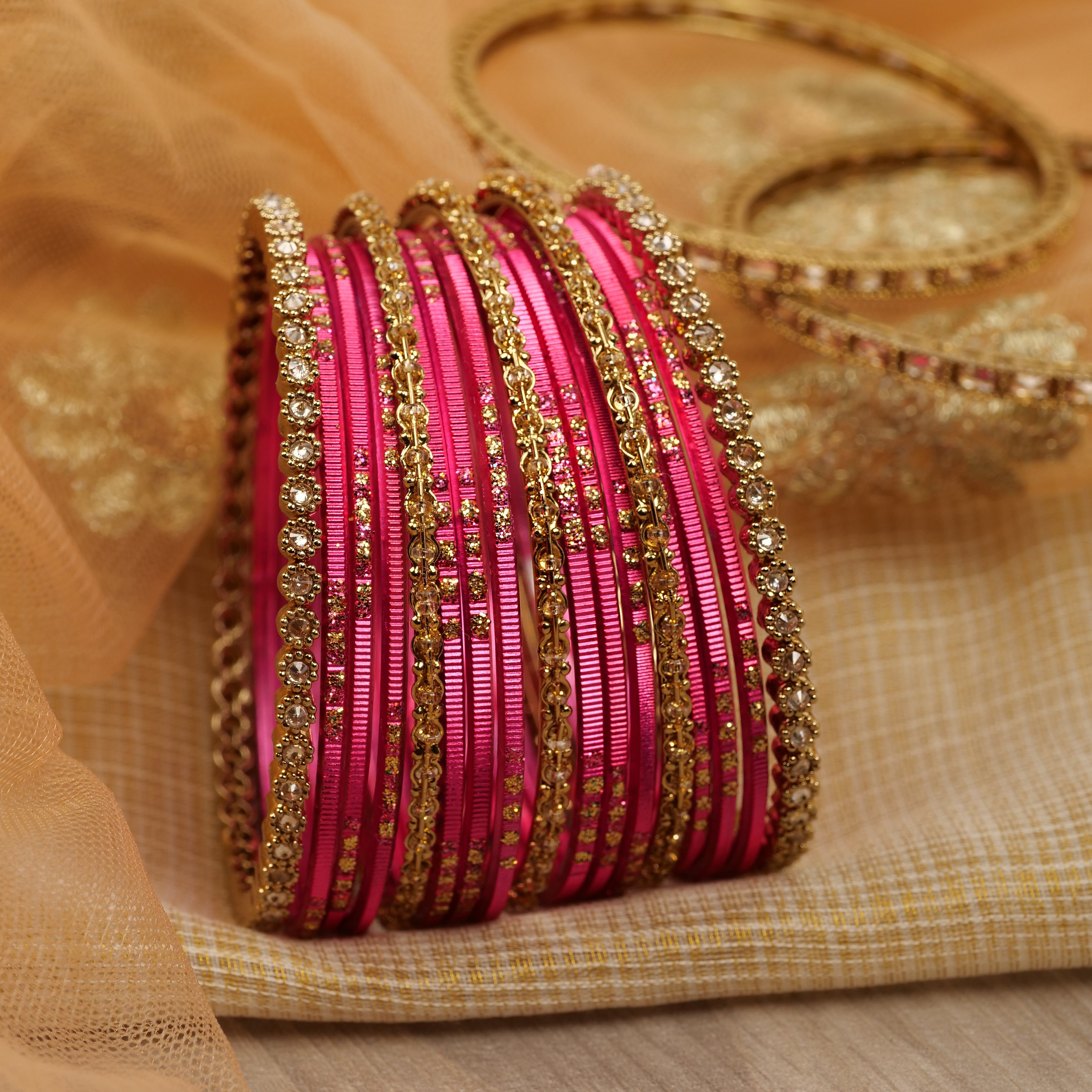 Timeless Antique and Hot Pink Bangle Set