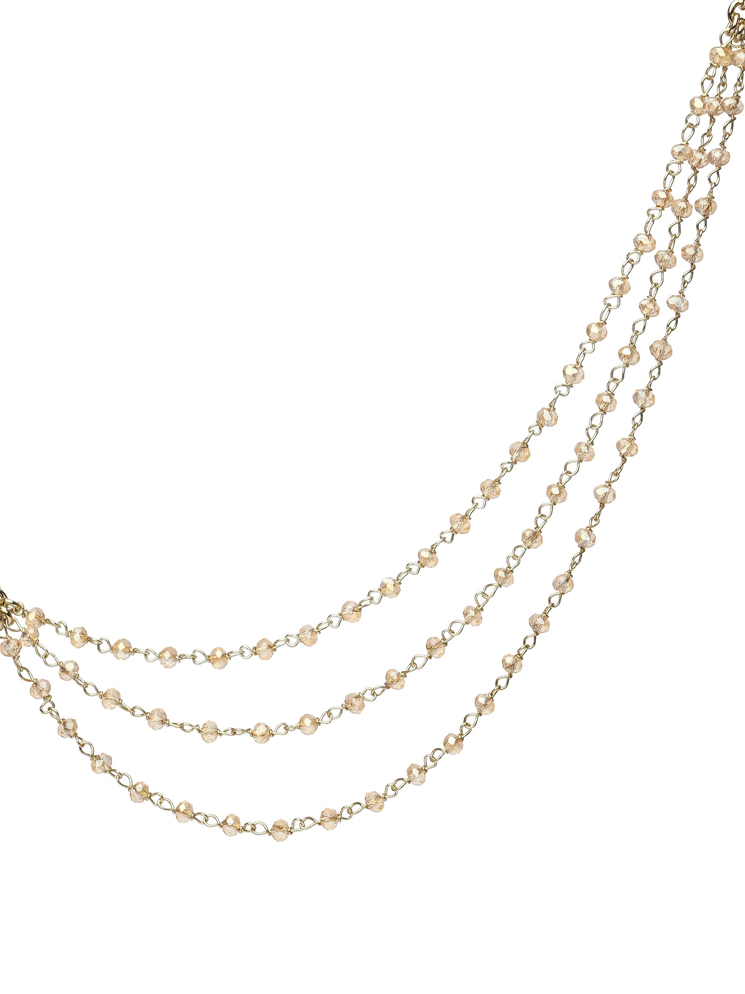 Triple Layer Bead Ear Chains in Champagne