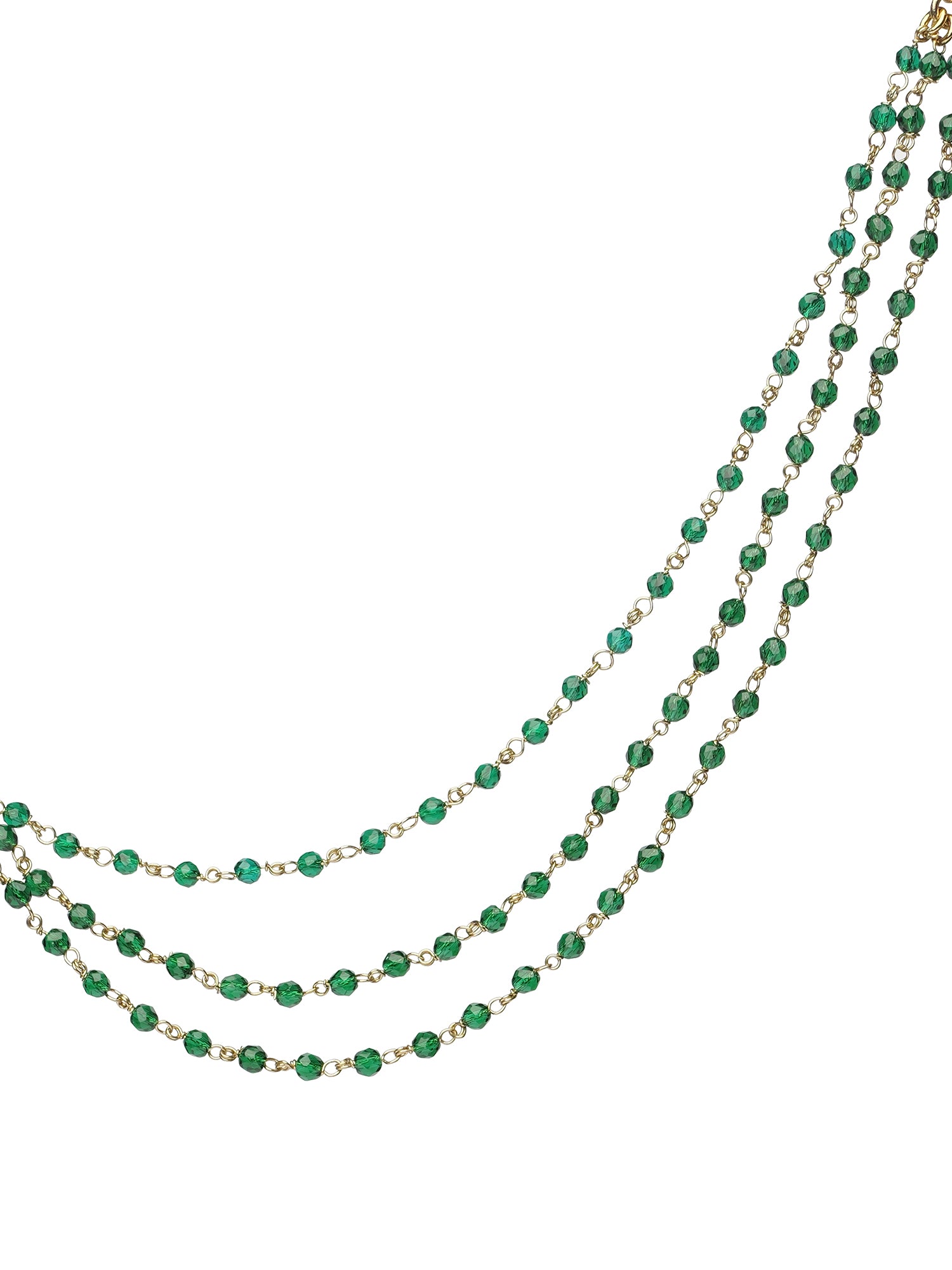 Triple Layer Bead Ear Chains in Green