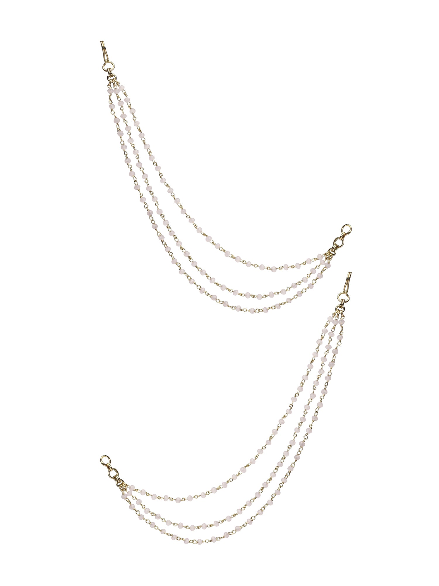 Triple Layer Bead Ear Chains in Light Pink
