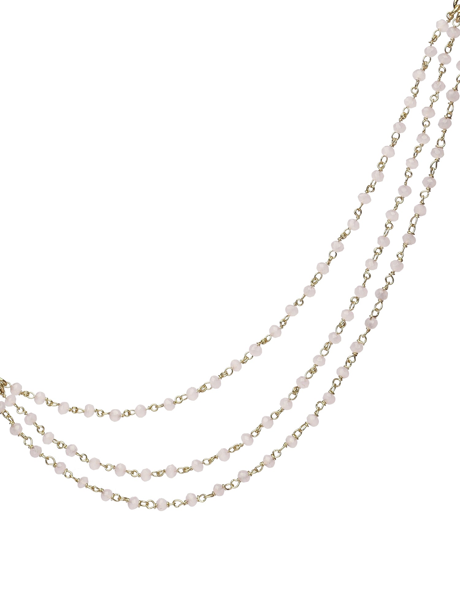 Triple Layer Bead Ear Chains in Light Pink
