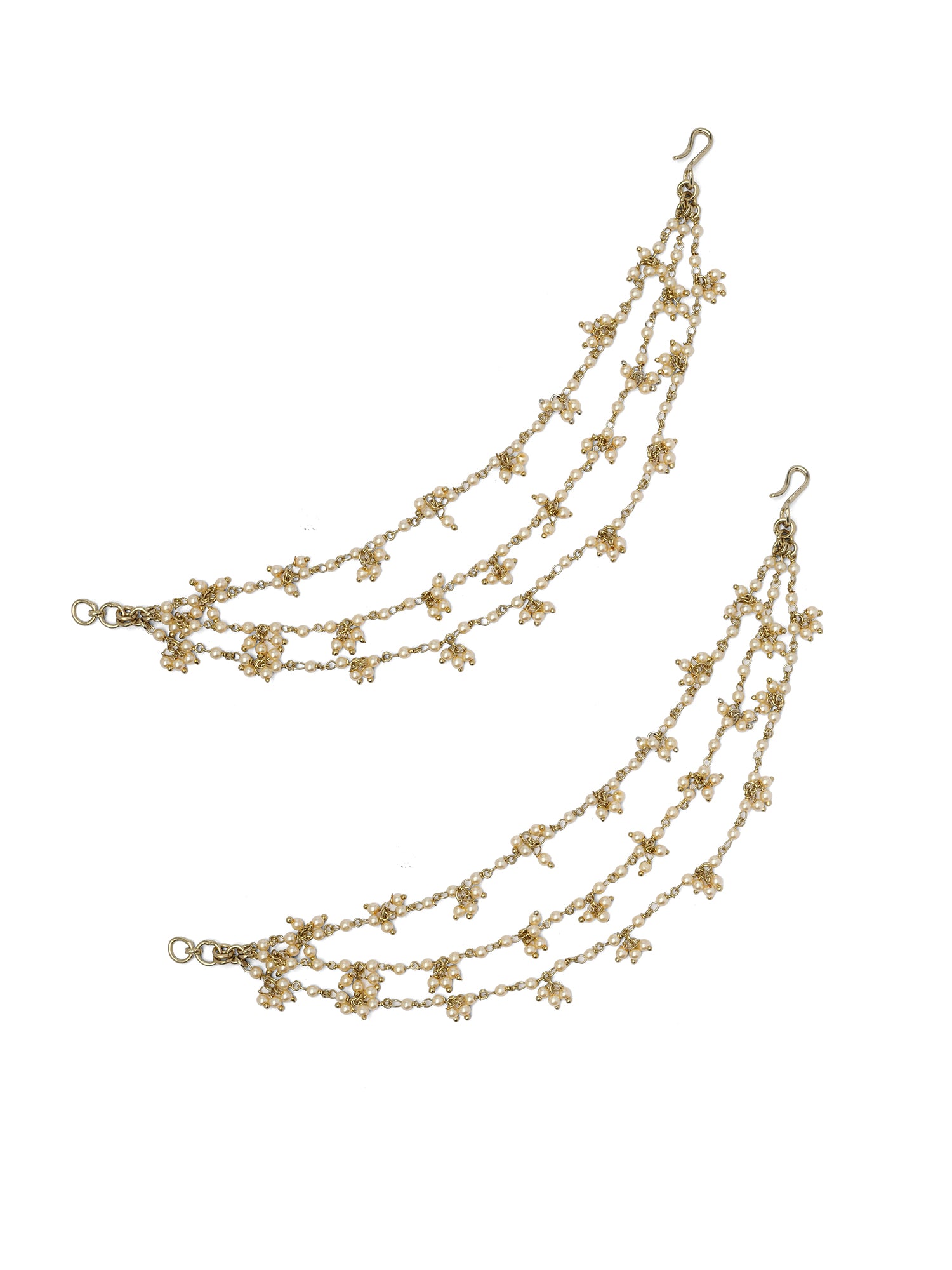 Triple Layer Pearl Ghungroo Ear Chain