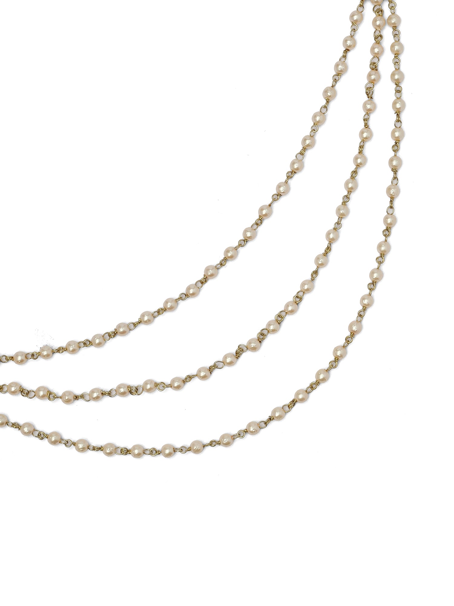 Triple Layer Simple Ear Chain in Pearl