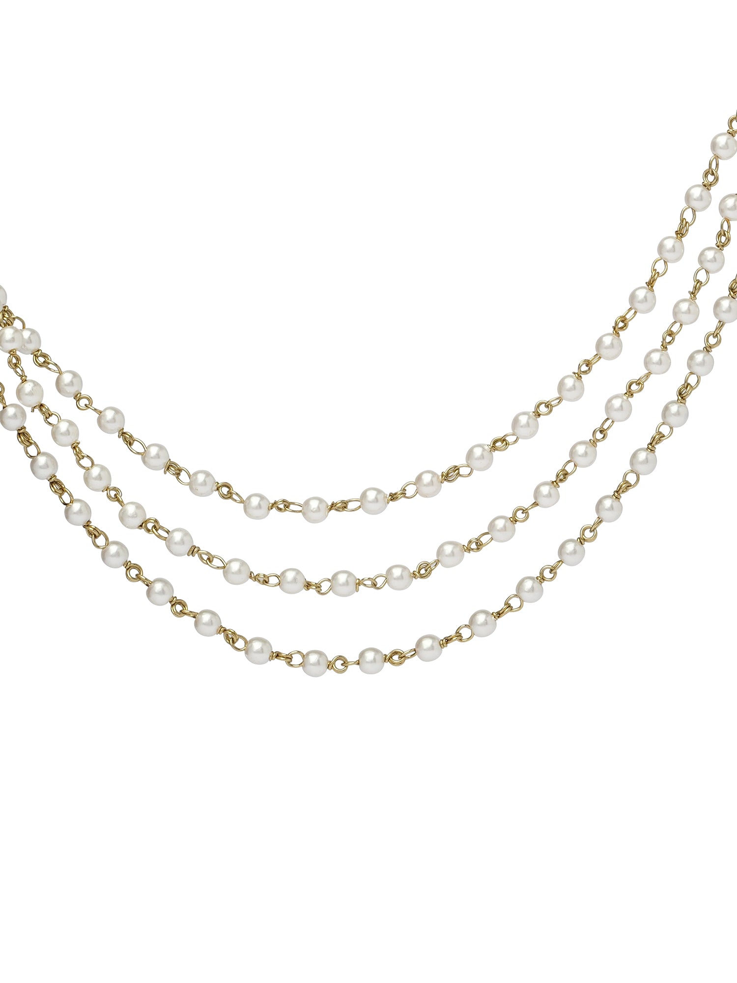 Triple Layer Simple Ear Chains in White Pearl