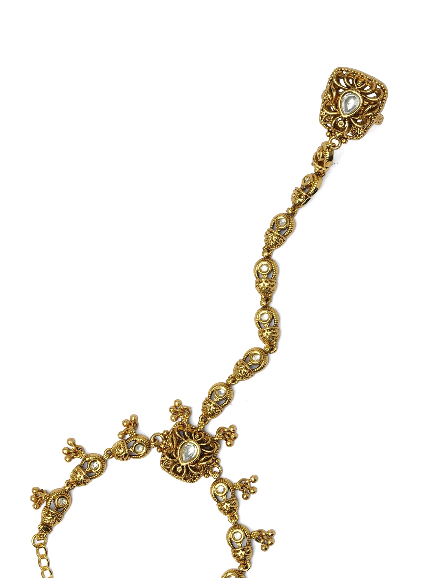 Triveni Kundan Hand Chain in White