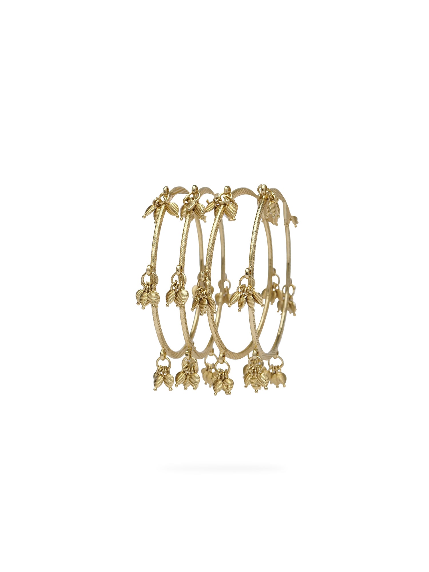 Tulsi Leaf Drop Bangles in Antique Gold