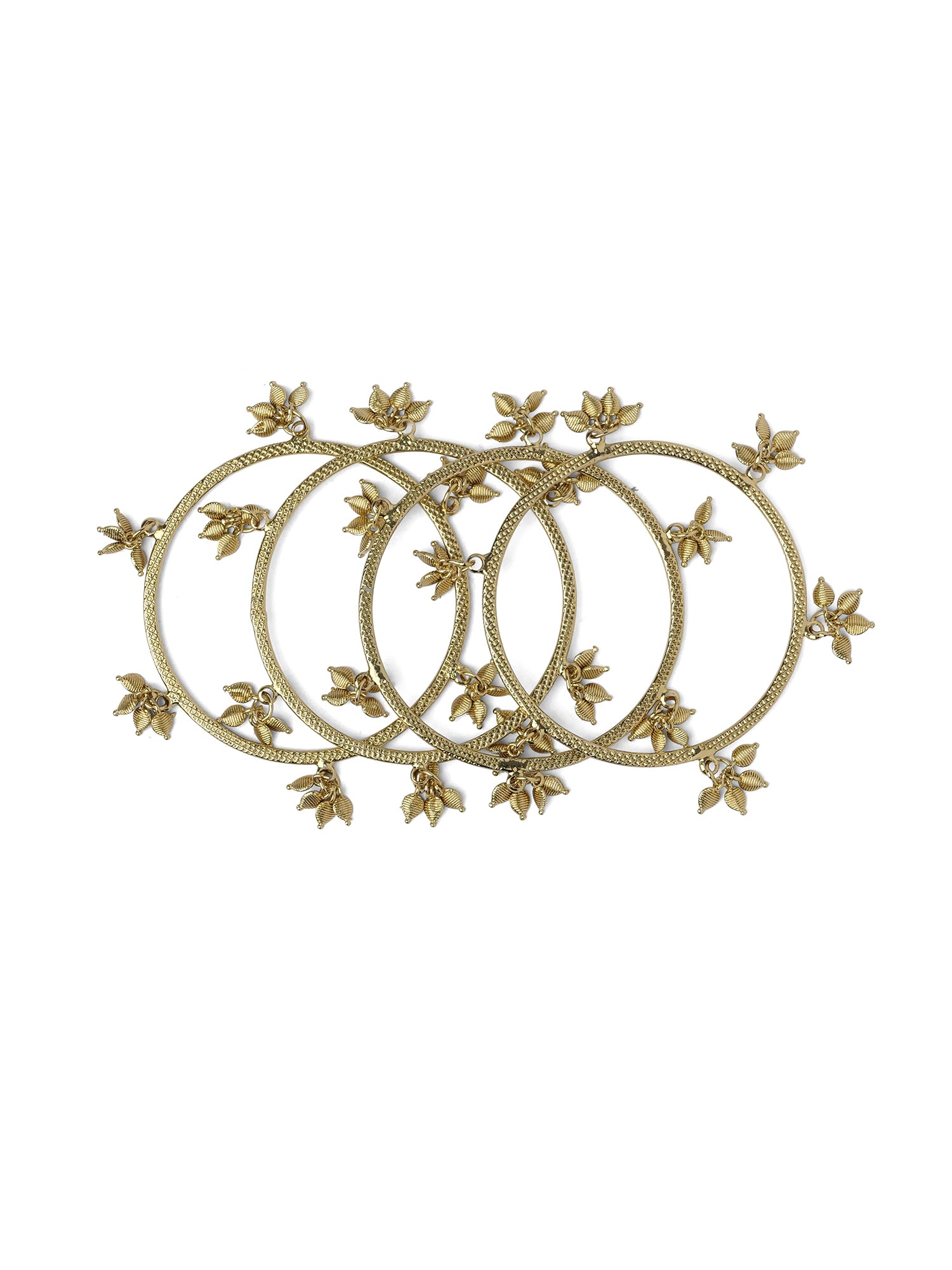 Tulsi Leaf Drop Bangles in Antique Gold