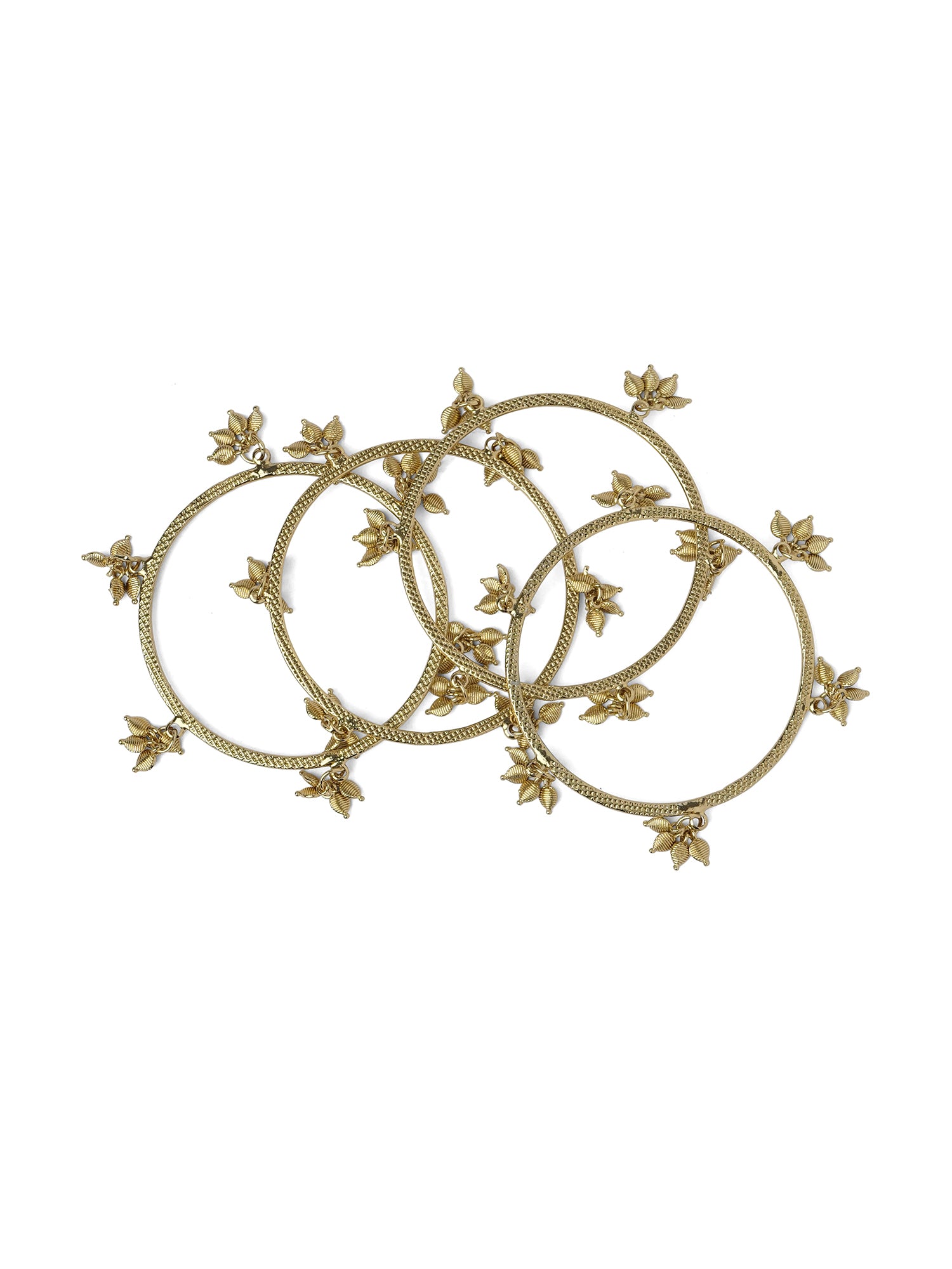 Tulsi Leaf Drop Bangles in Antique Gold