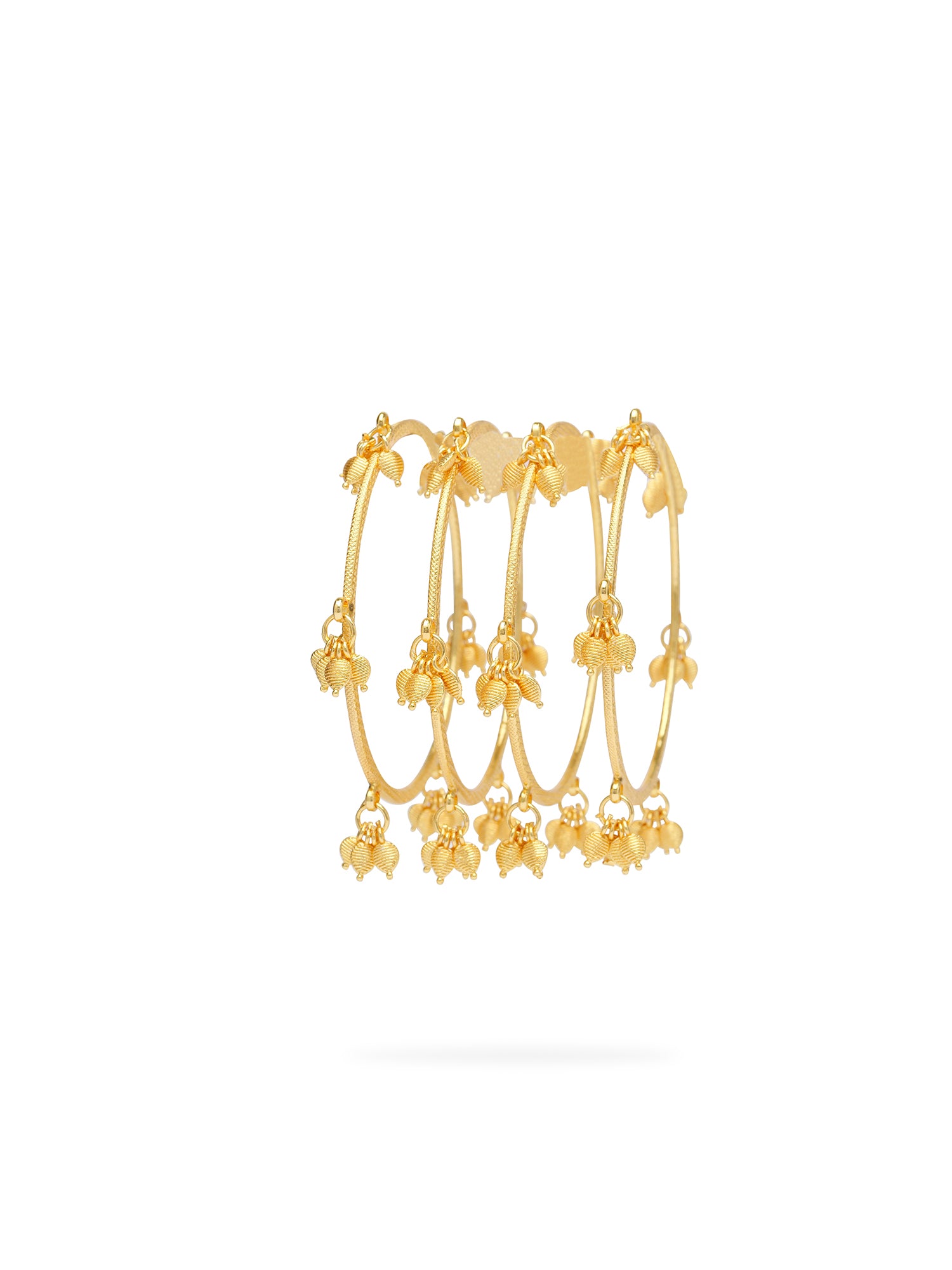 Tulsi Leaf Drop Bangles in Gold