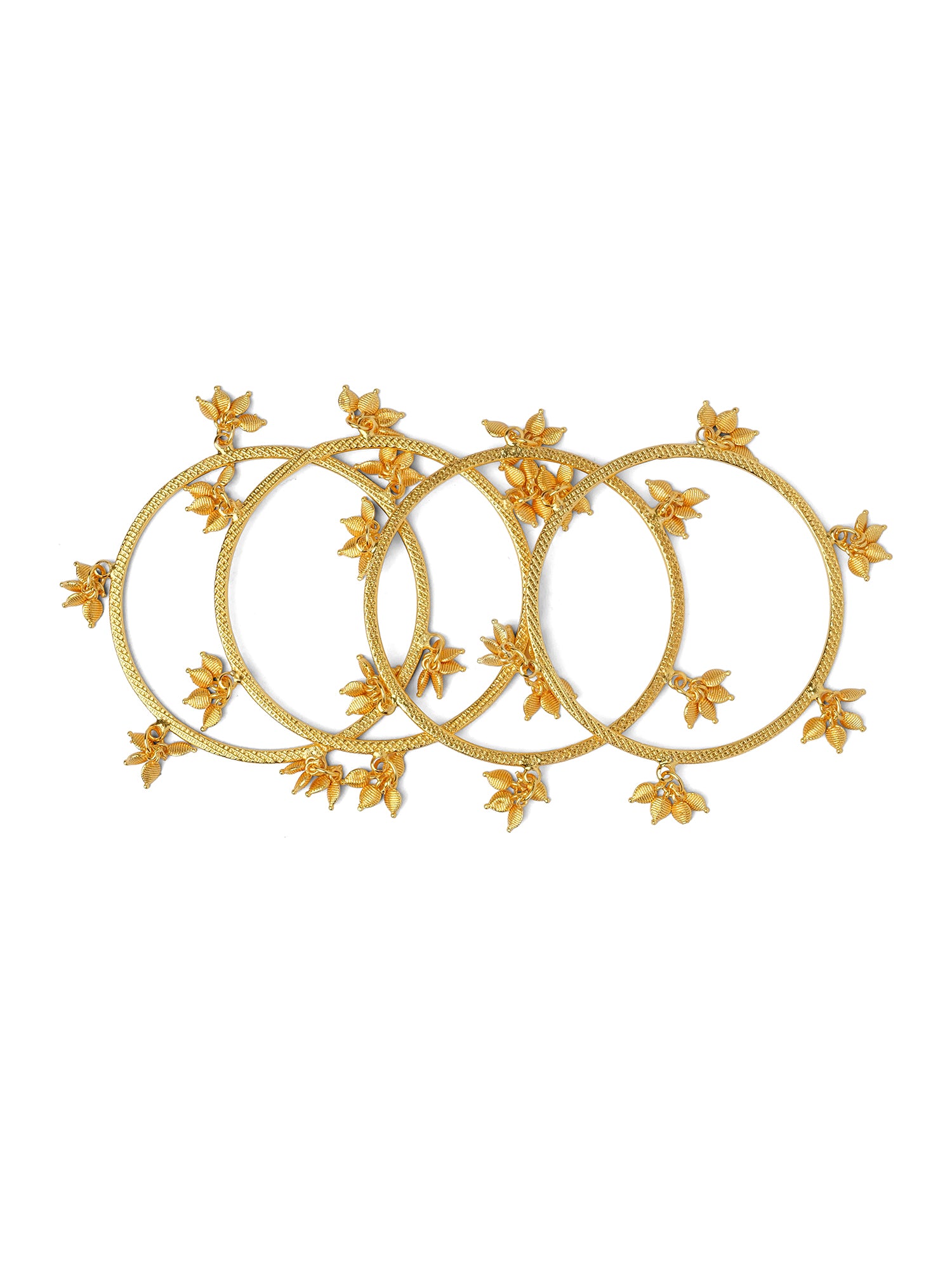 Tulsi Leaf Drop Bangles in Gold