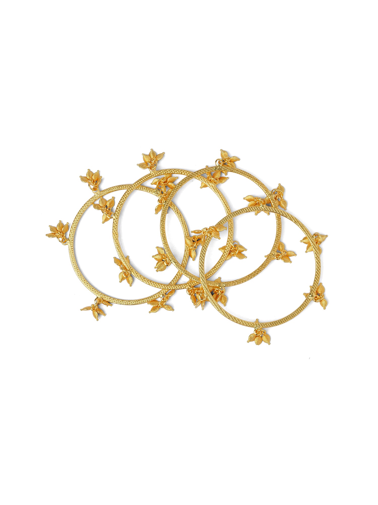 Tulsi Leaf Drop Bangles in Gold