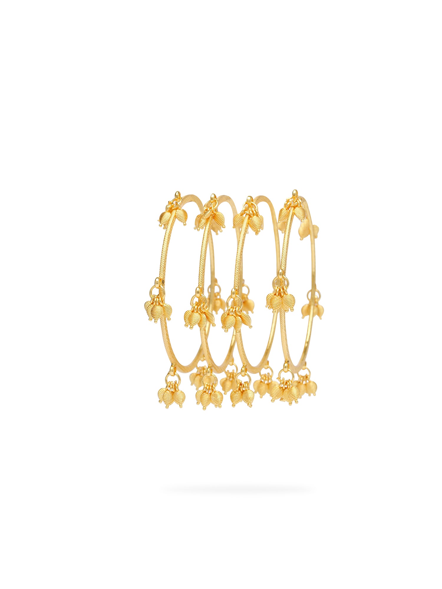 Tulsi Leaf Drop Bangles in Gold
