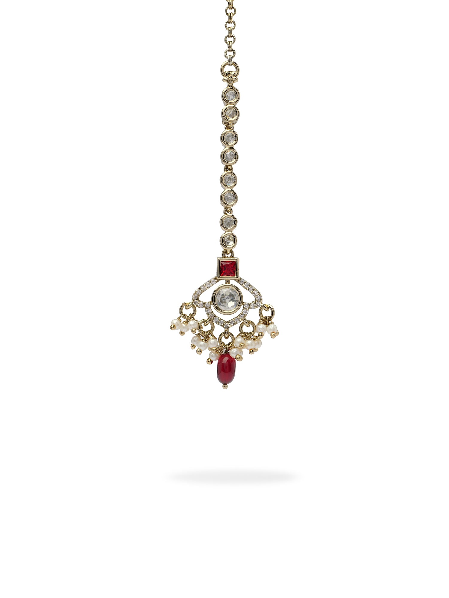 Uma Kundan Maang Tikka in Maroon