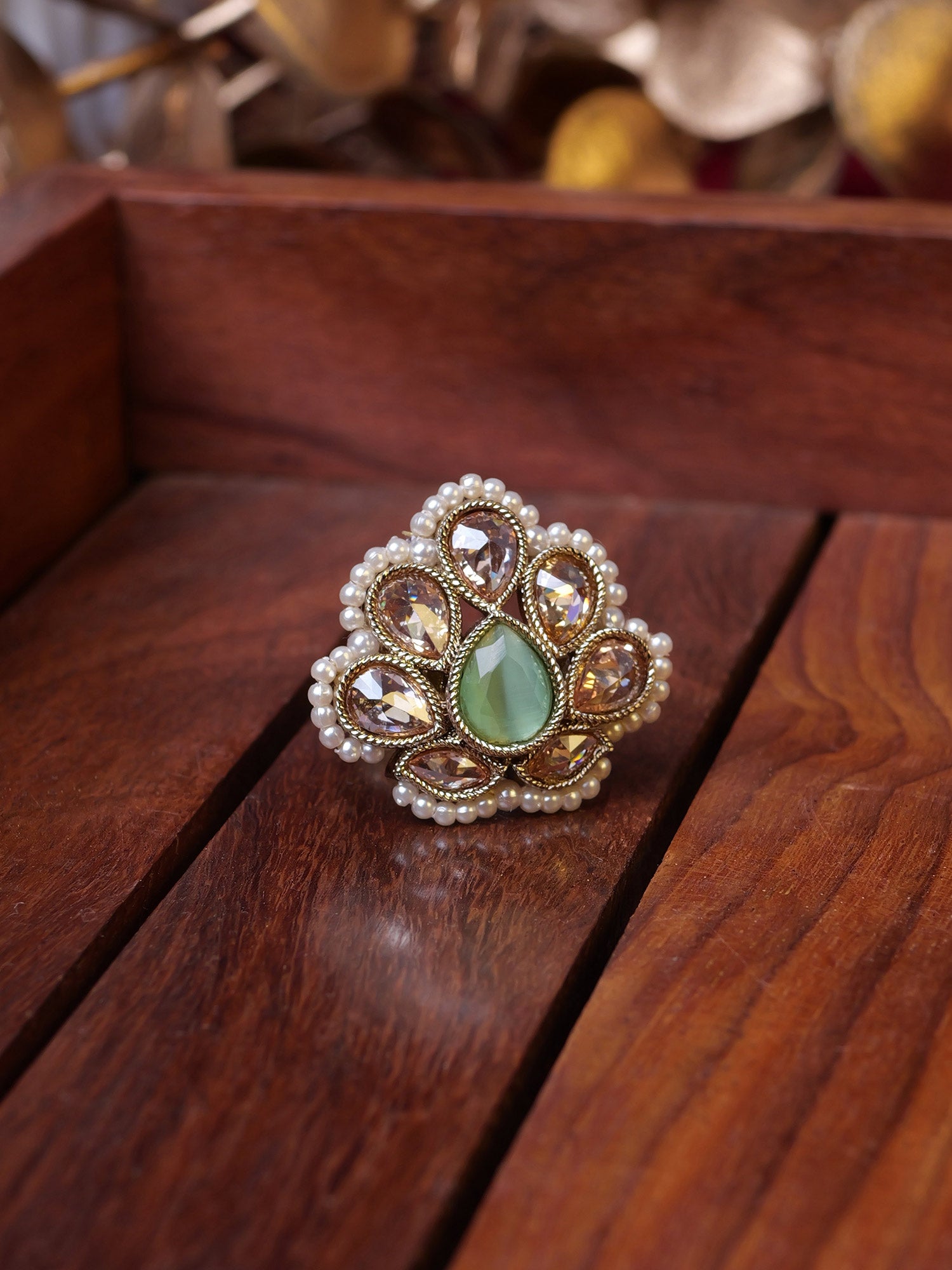 Utsav Pearl Ring in Mint