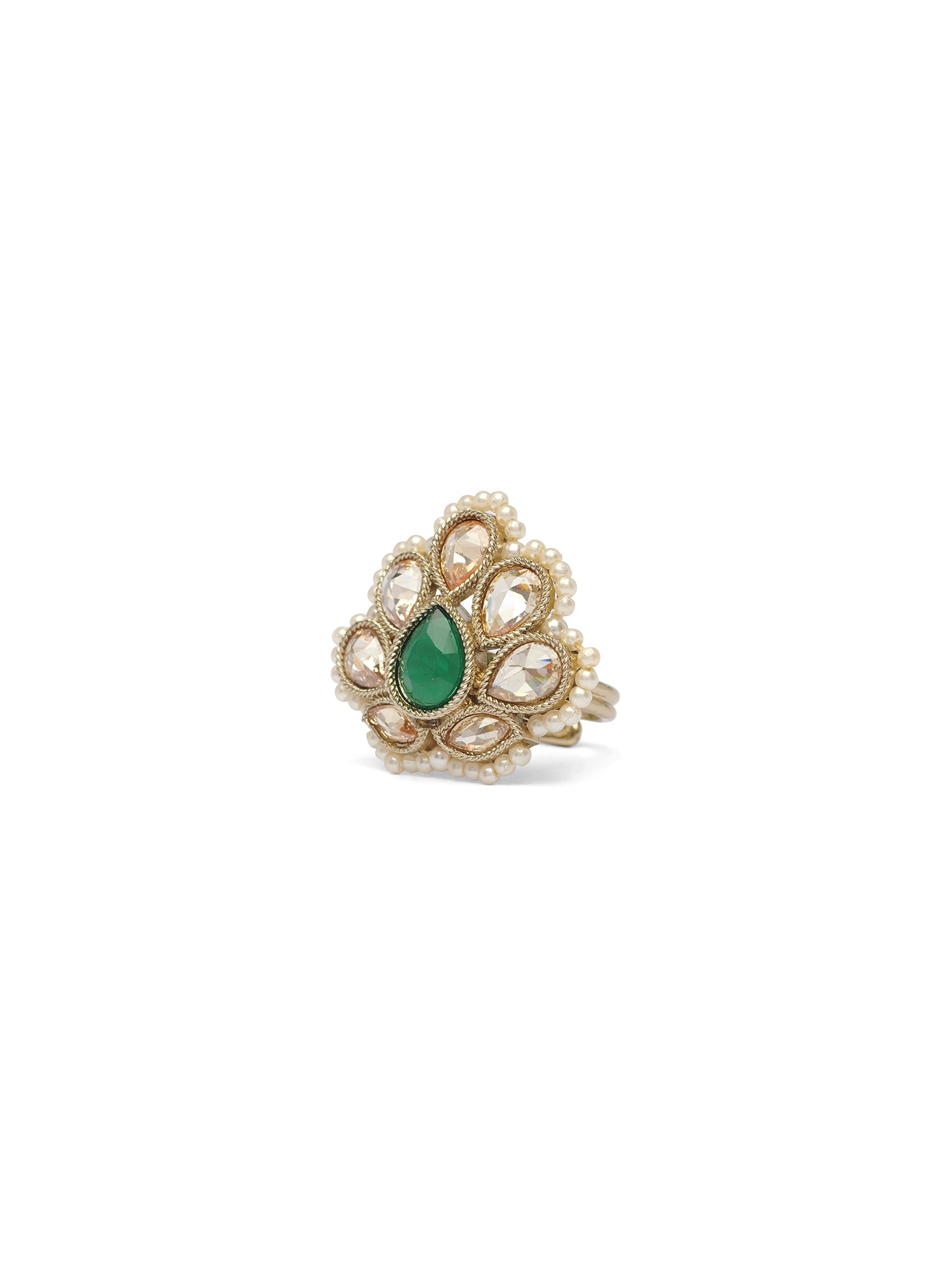 Utsav Pearl Ring in Green