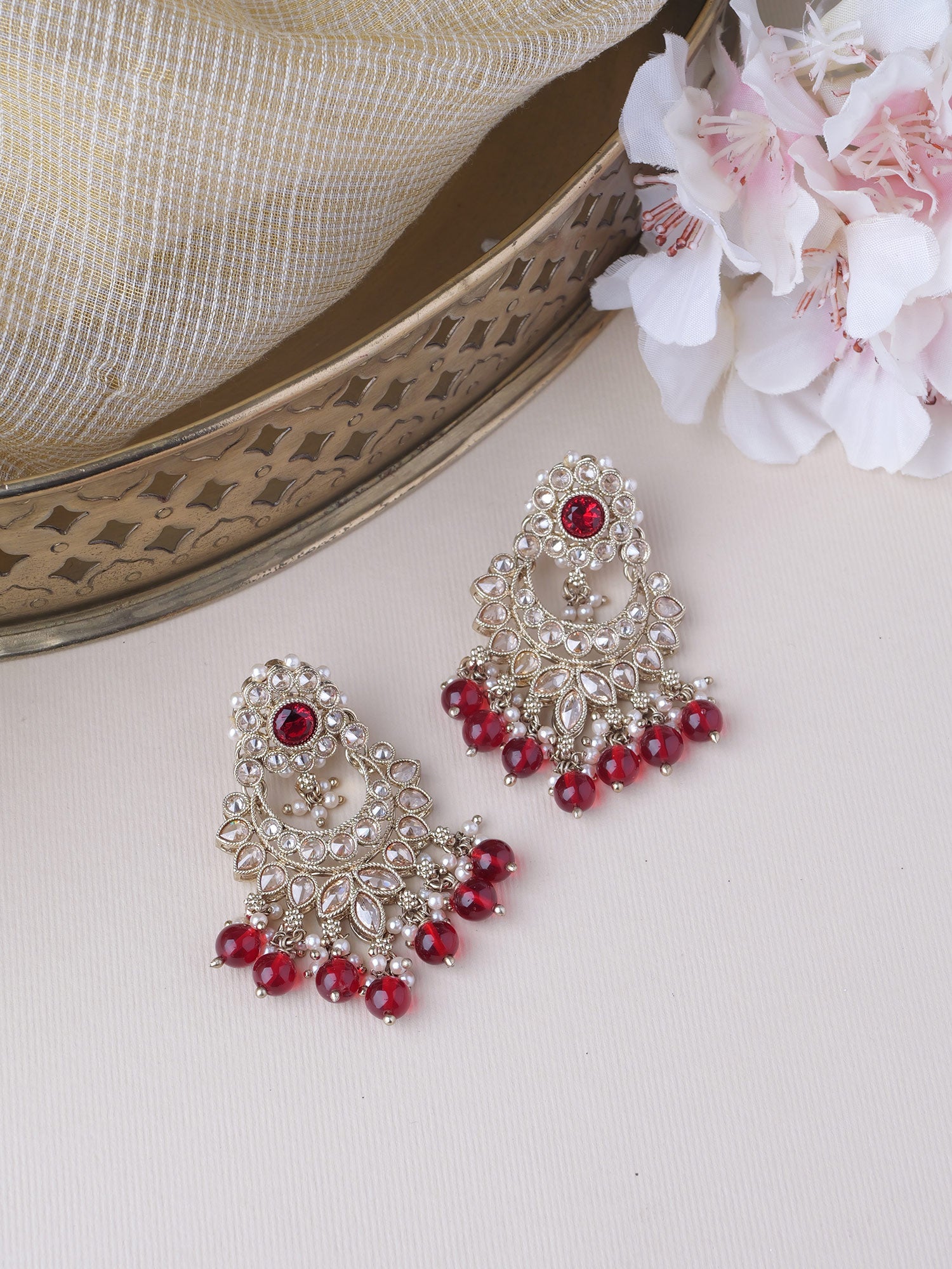 Vaishali Earrings in Maroon