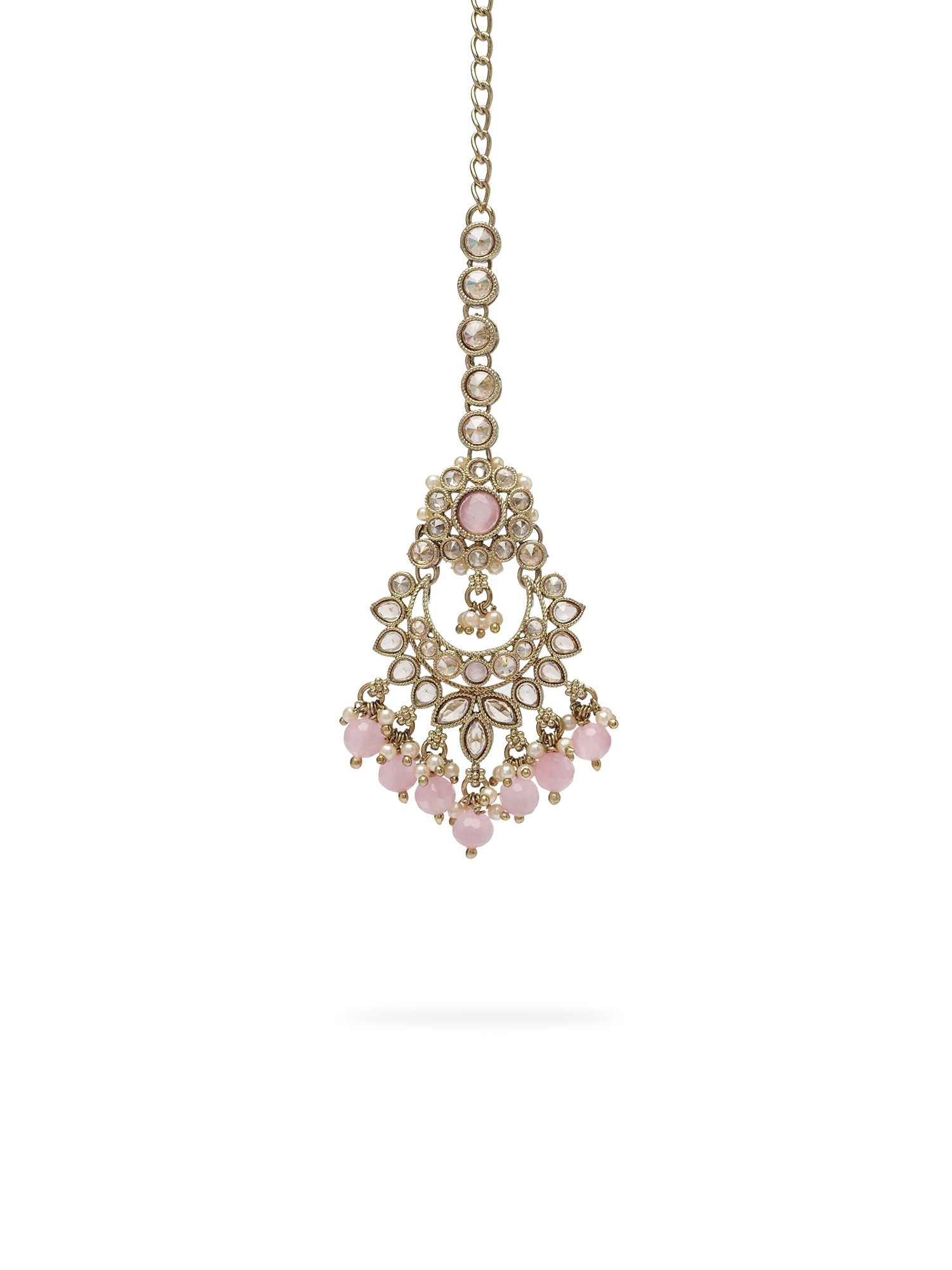 Vaishali Maang Tikka in Light Pink